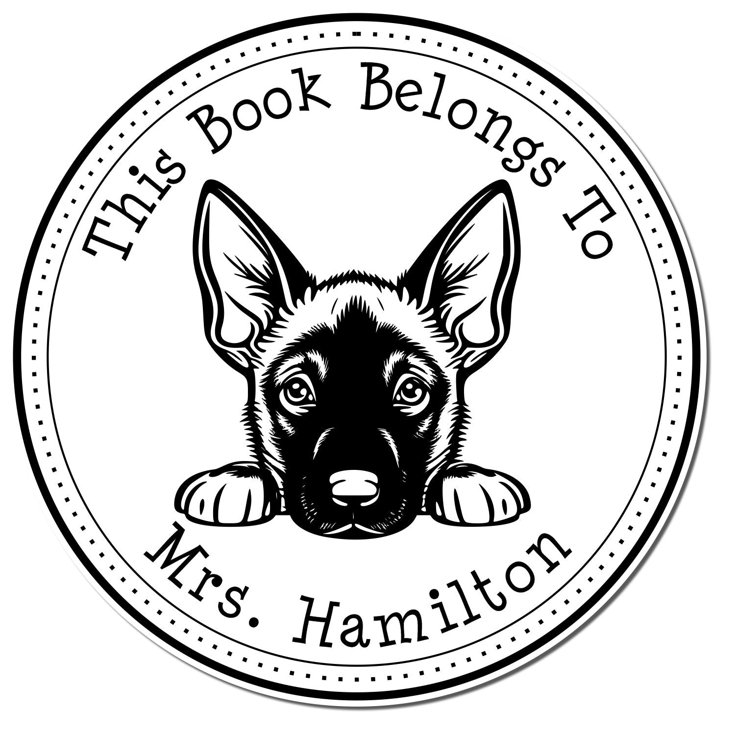 Self-Inking Belgian Malinois Customized Library of Stamper - Engineer Seal Stamps