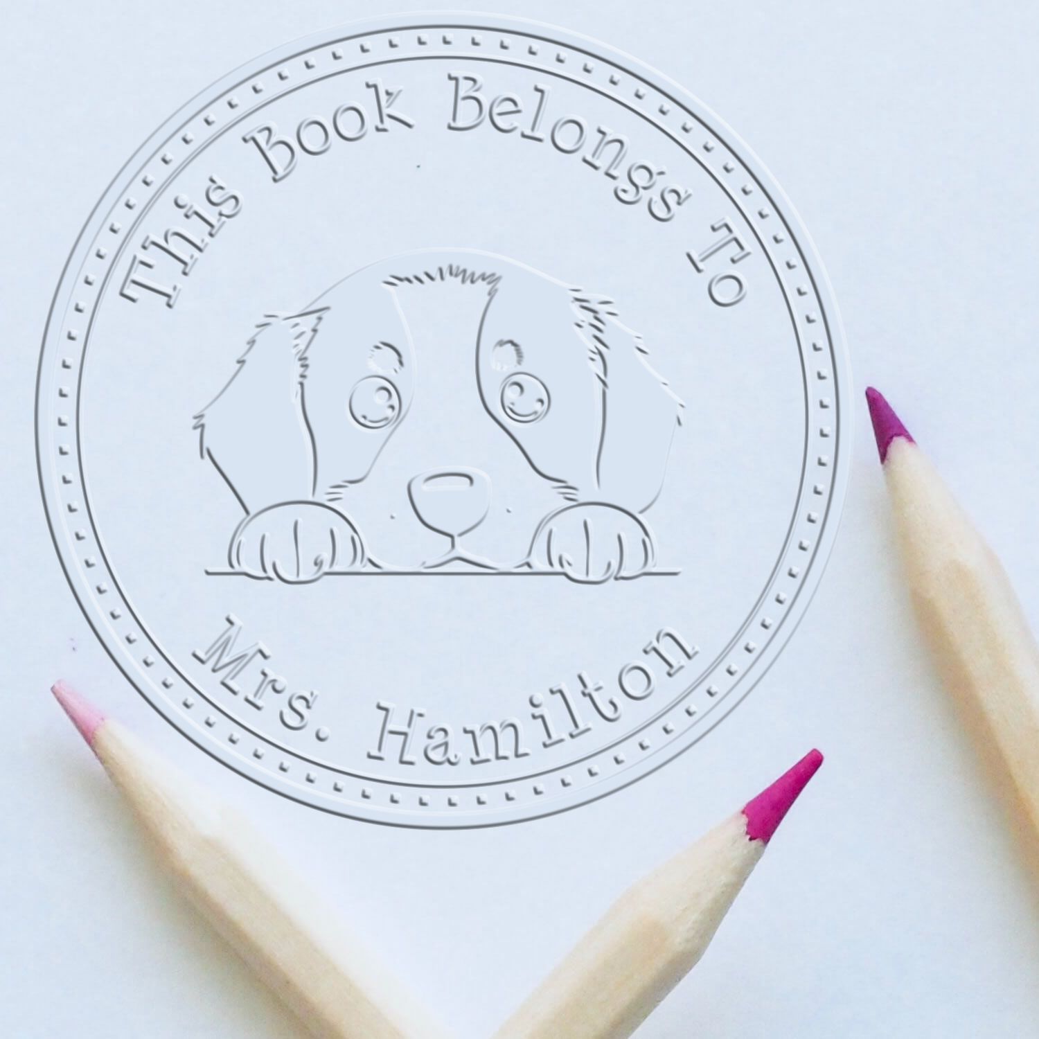 Handheld Bernese Mountain Personalized Library of Seal Embossing Stamp