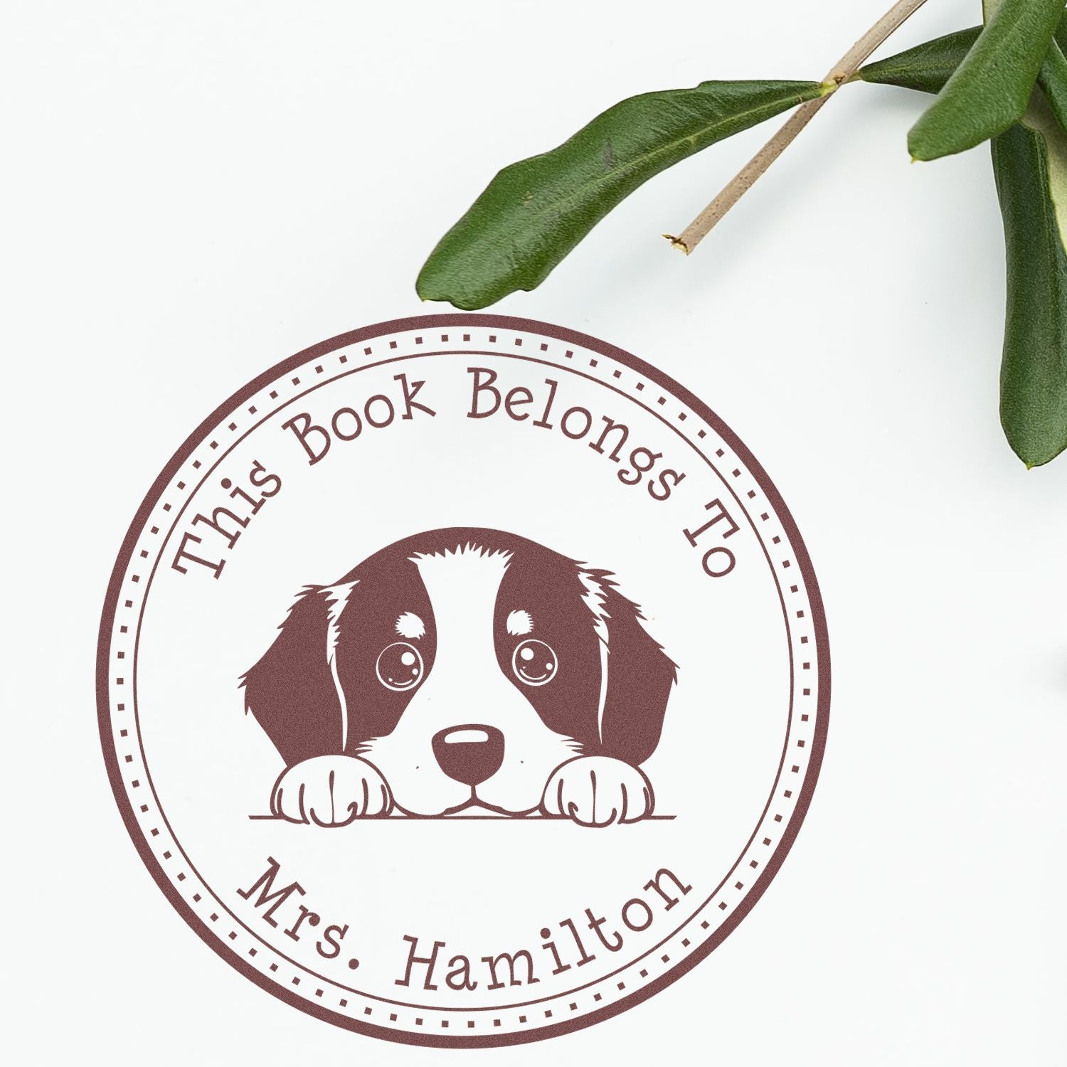 Bernese Mountain Personalizable Book Label Stamp - Engineer Seal Stamps