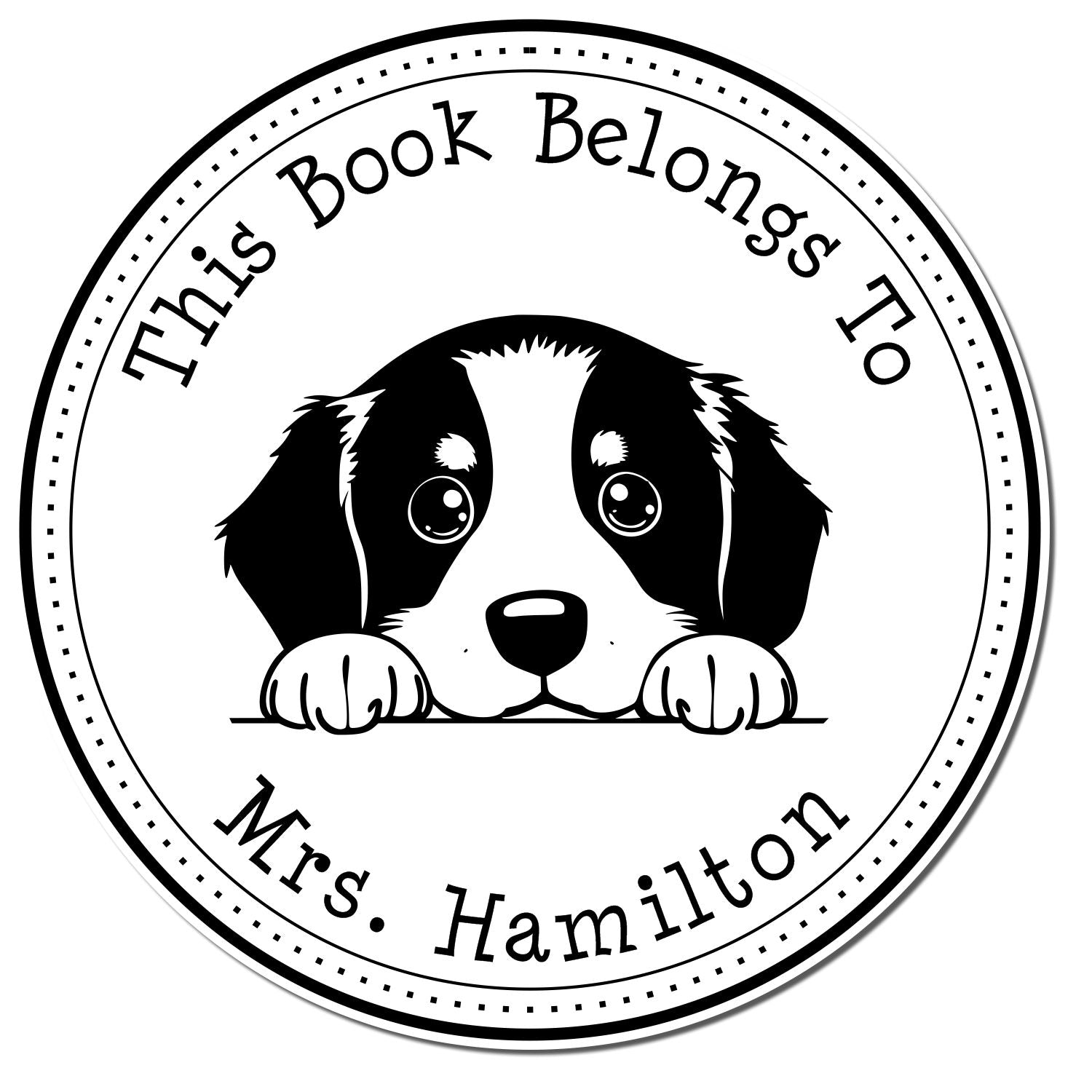 Bernese Mountain Personalizable Book Label Stamp - Engineer Seal Stamps