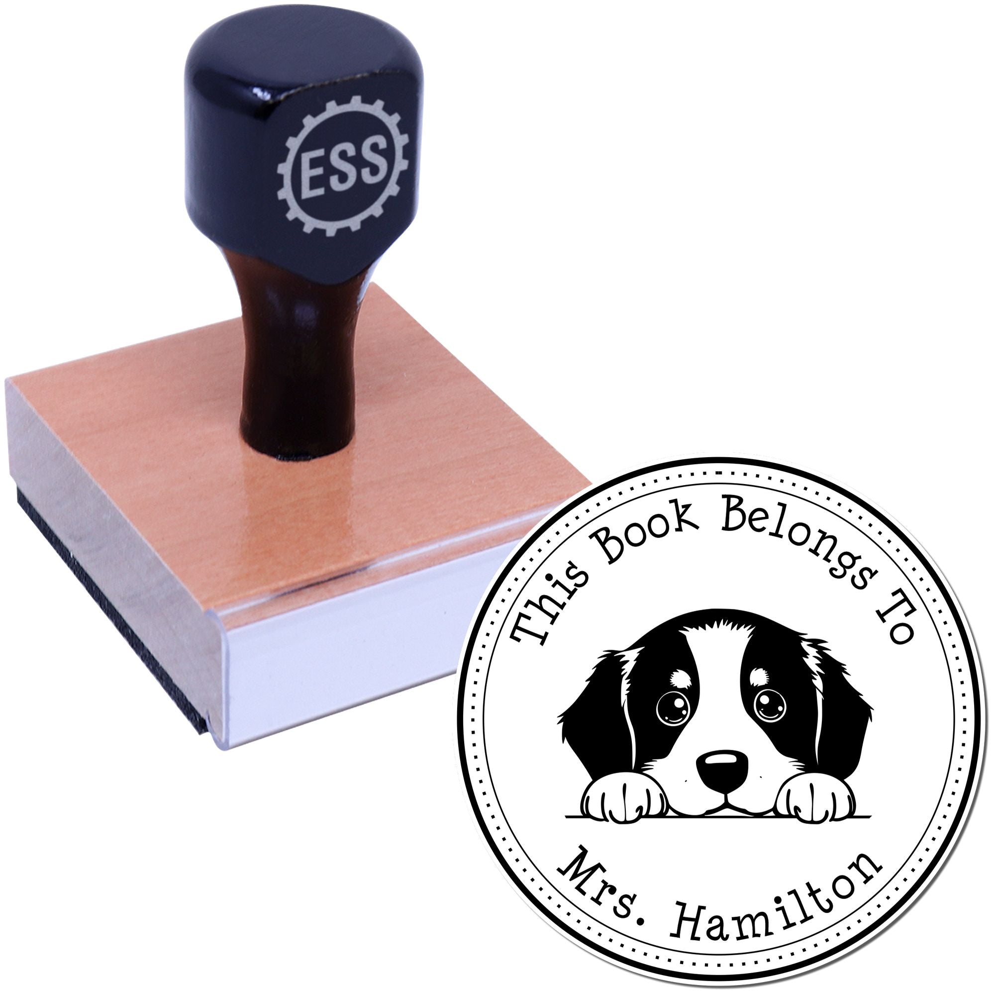 Wooden Handle Bernese Mountain Personalized From the Desk of Stamp - Engineer Seal Stamps