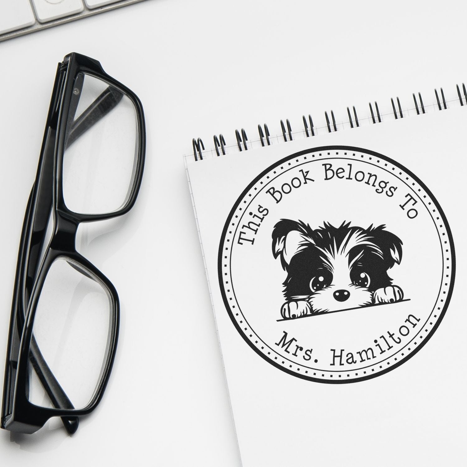 Biewer Terrier Personalizable Library Name Stamp - Engineer Seal Stamps