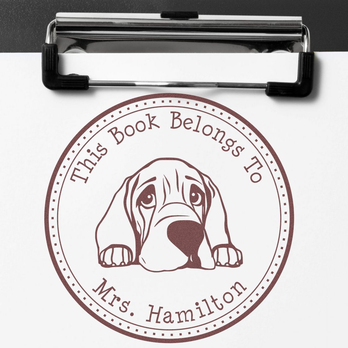 Wooden Handle Bloodhound Personalized Desk of Stamper - Engineer Seal Stamps