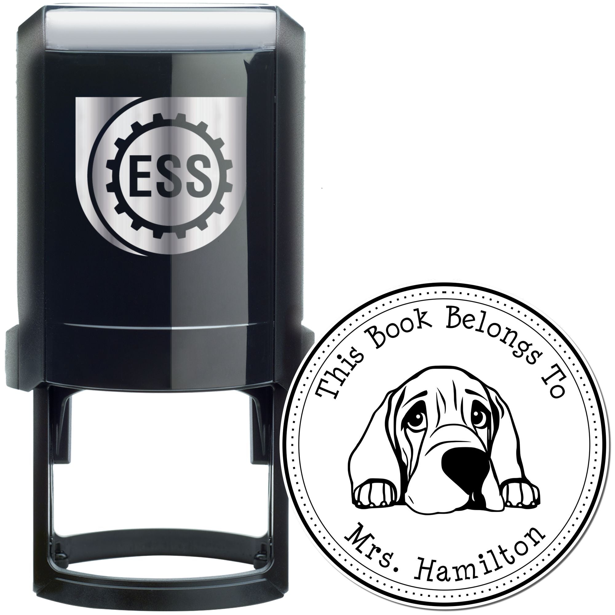 Self-Inking Bloodhound Customized Property of Stamper - Engineer Seal Stamps