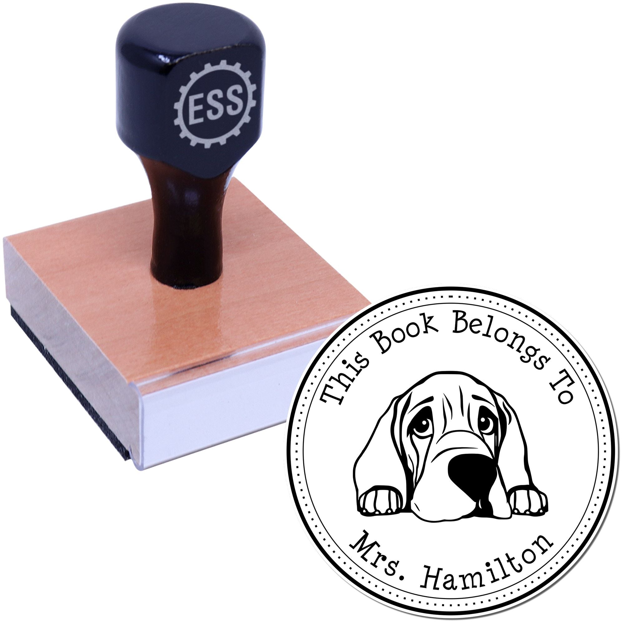 Wooden Handle Bloodhound Personalized Desk of Stamper - Engineer Seal Stamps