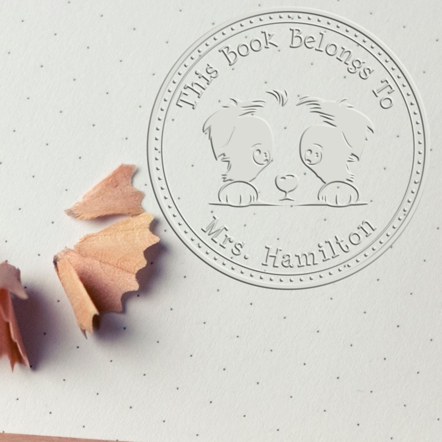 Border Collie Personalized Ex Libris Book Embossing Stamp - Engineer Seal Stamps