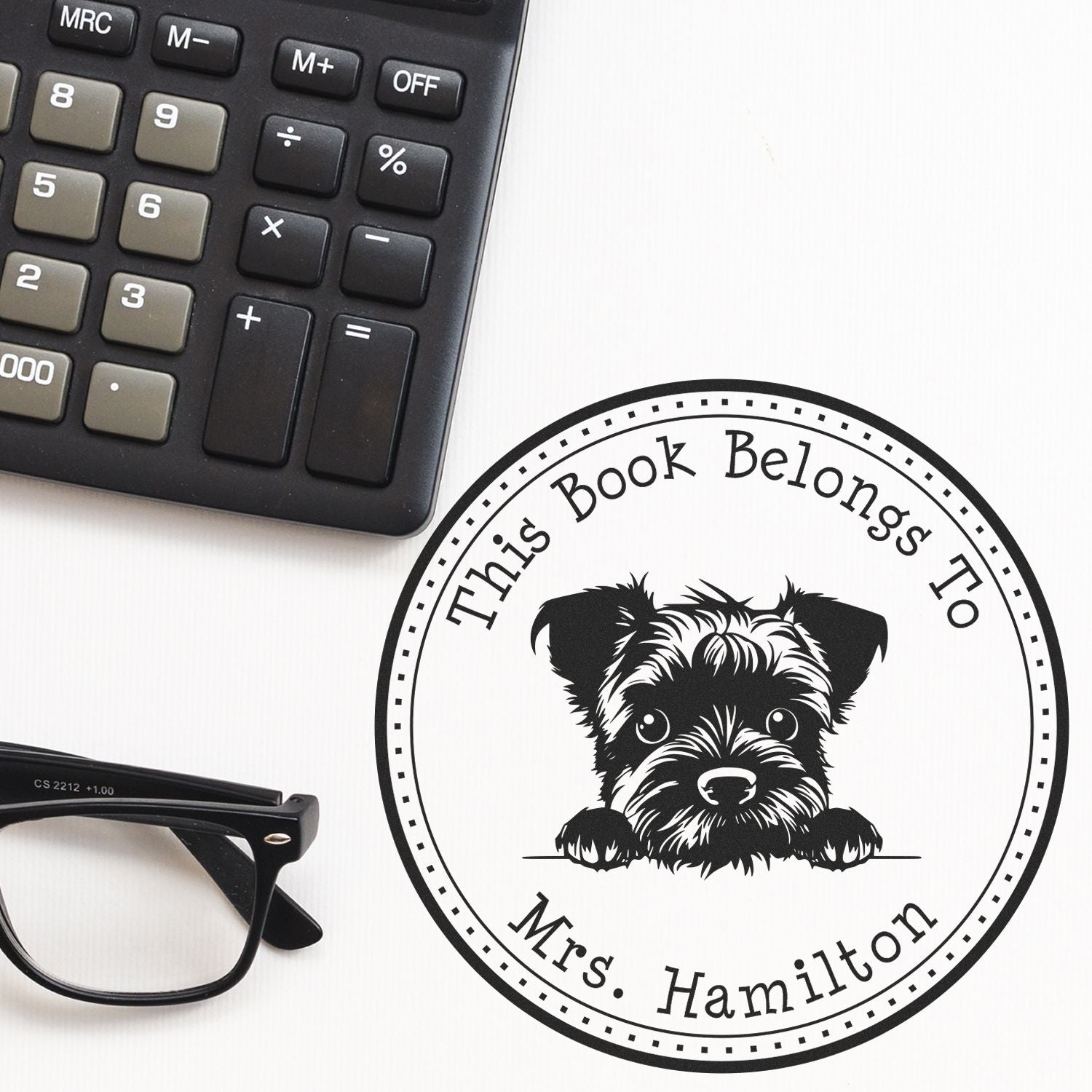 Border Terrier Personalizable Private Library Stamper - Engineer Seal Stamps