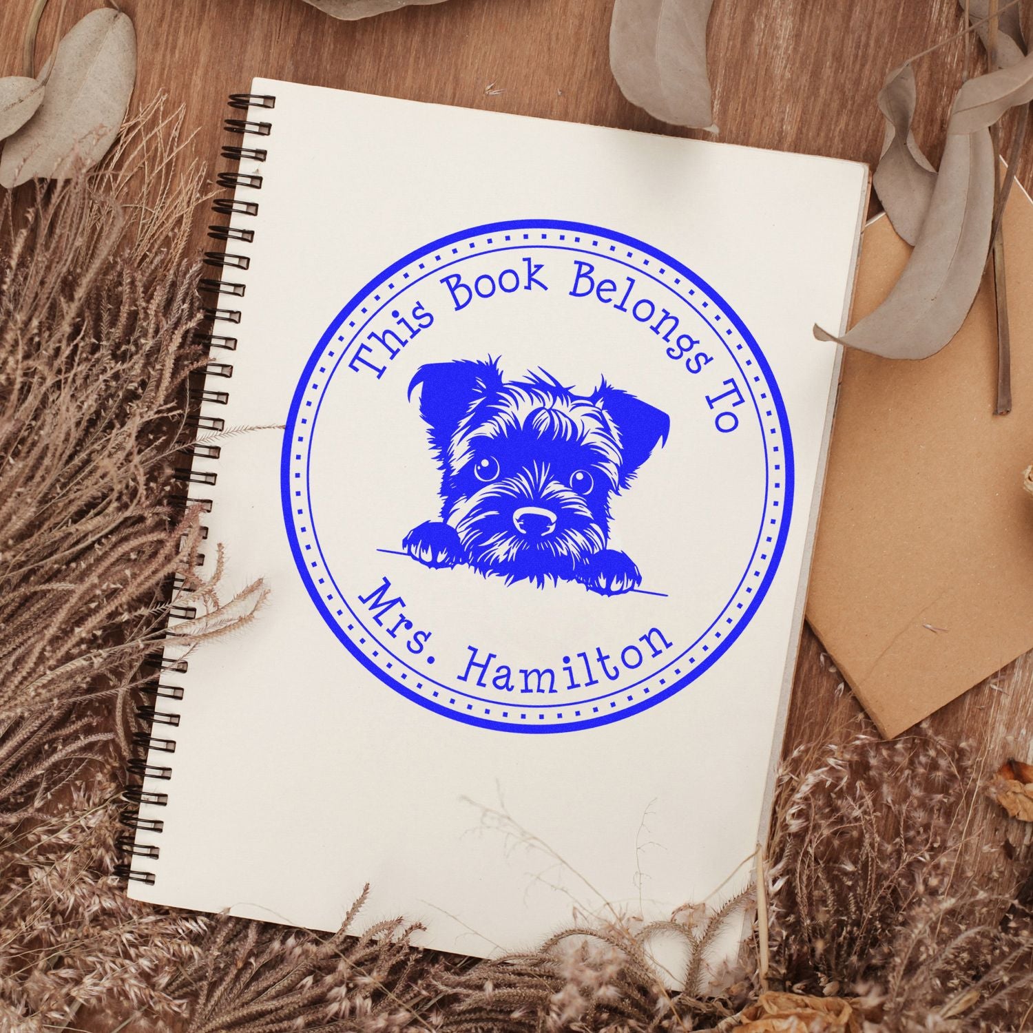 Border Terrier Personalizable Private Library Stamper - Engineer Seal Stamps