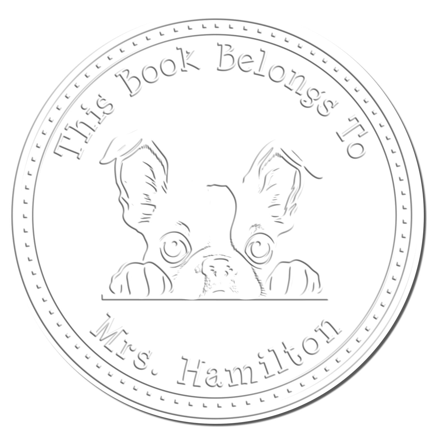 Handheld Boston Terrier Personalized From the Library of Embossed Seal - Engineer Seal Stamps
