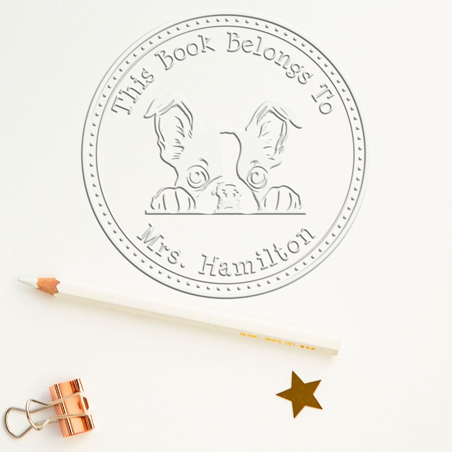 Boston Terrier Personalized Ex Libris Book Embossed Seal Stamp - Engineer Seal Stamps