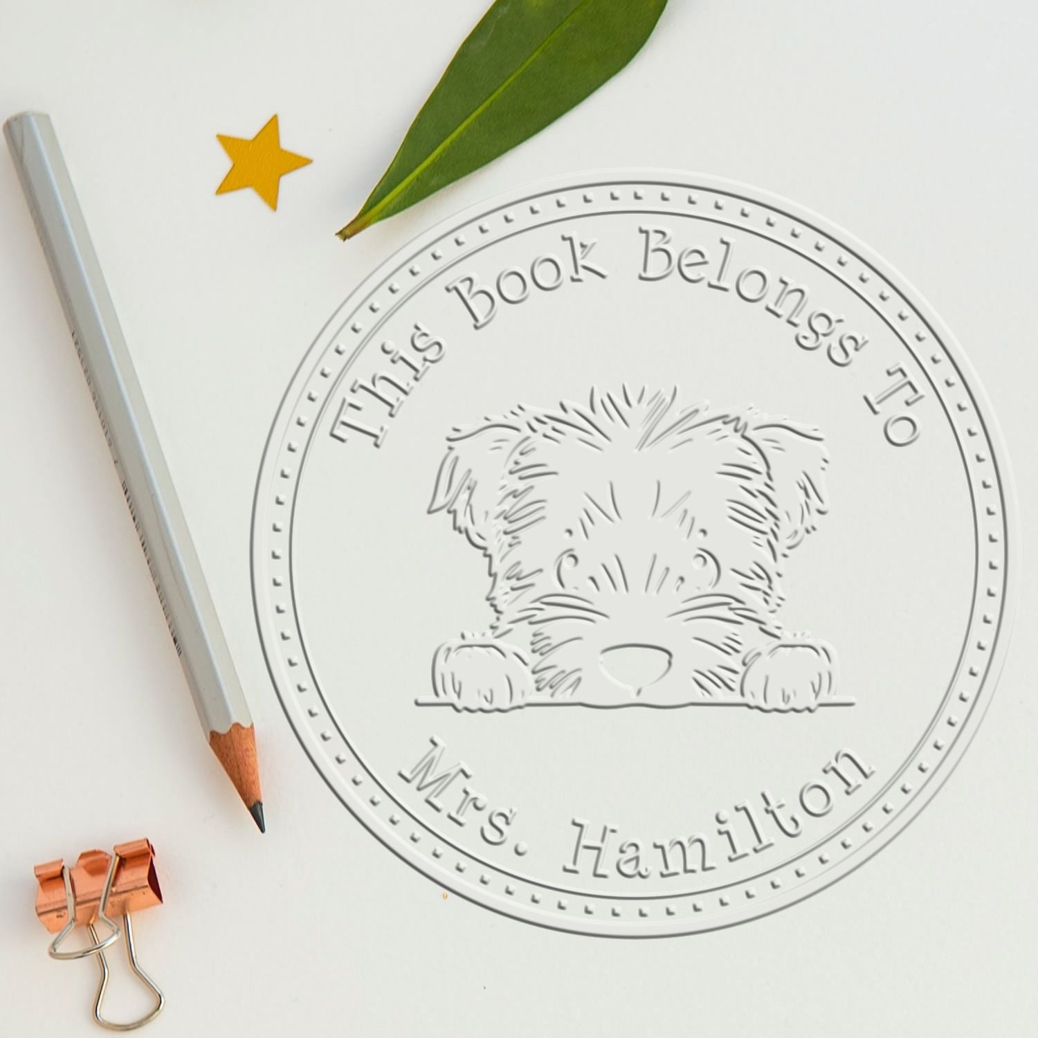 Handheld Bouvier Des Flandres Personalized From the Library of Embossing Seal - Engineer Seal Stamps