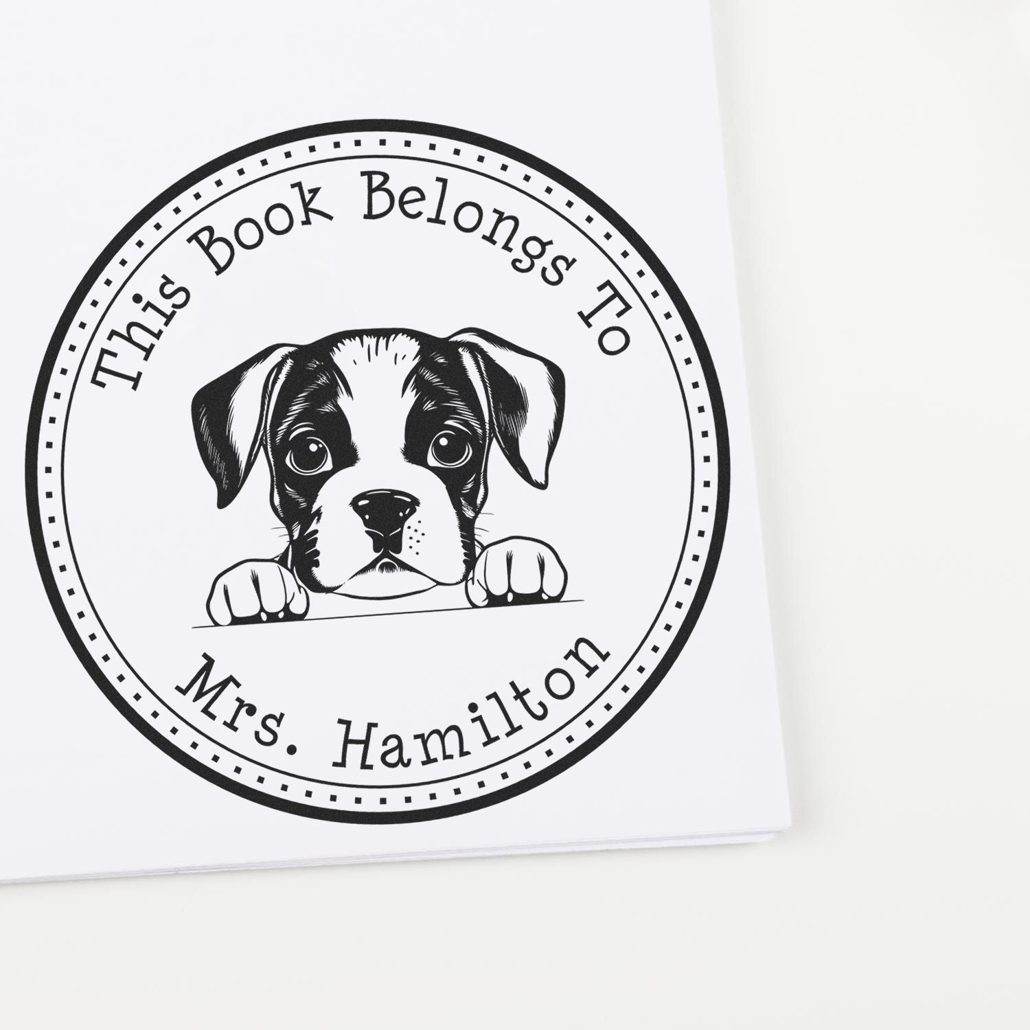 Wooden Handle Boxer Personalized Ex Libris Book Stamp - Engineer Seal Stamps