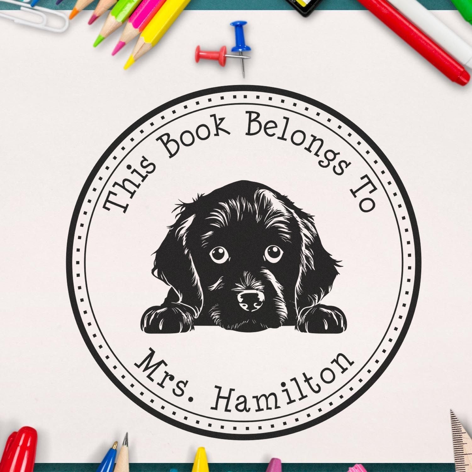 Self-Inking Boykin Spaniel Customized From the Desk of Stamper - Engineer Seal Stamps