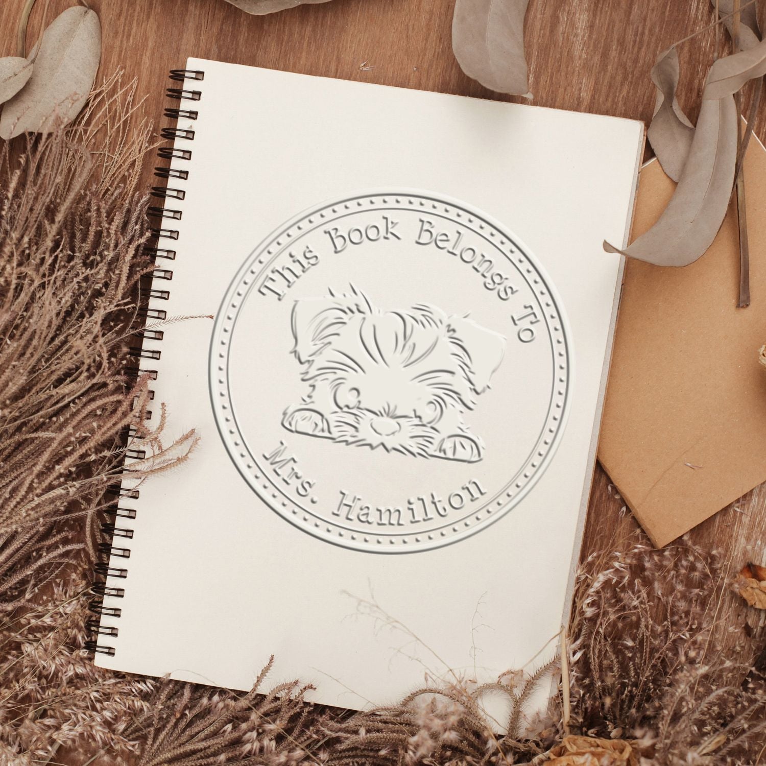 Brussels Griffon Personalized Library Book Embosser - Engineer Seal Stamps