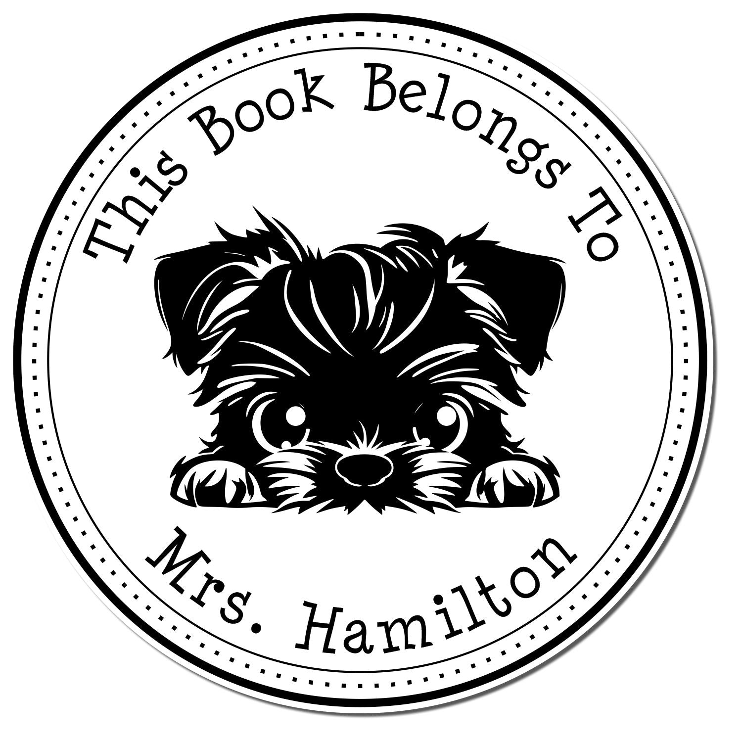 Wooden Handle Brussels Griffon Personalized Library Book Stamper - Engineer Seal Stamps