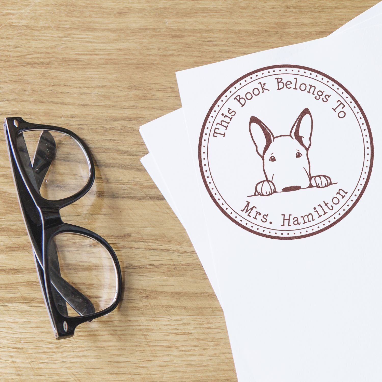 Wooden Handle Bullmastiff Personalized Home Library Stamp - Engineer Seal Stamps