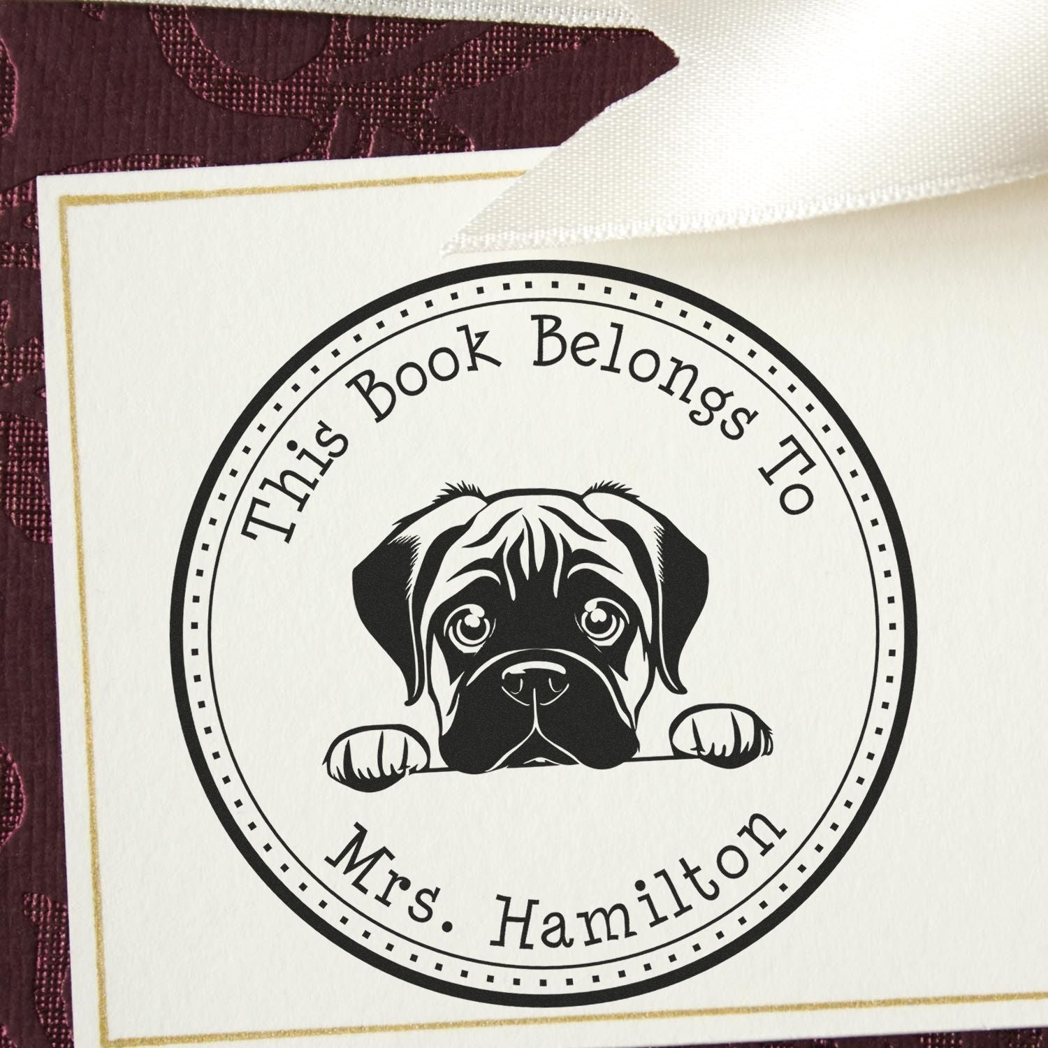 Bull Terrier Personalized Read it Return It Stamper - Engineer Seal Stamps