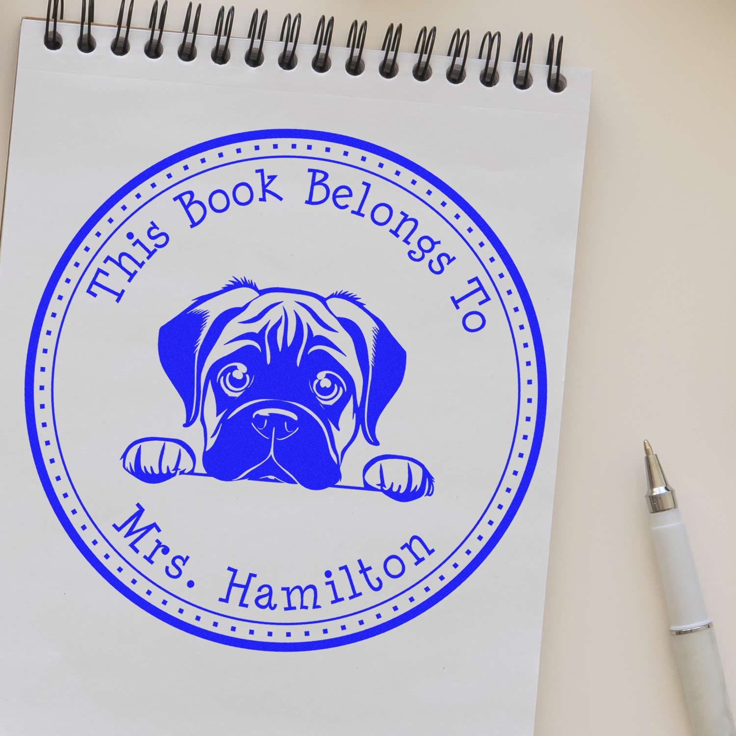 Self-Inking Bull Terrier Customized Ex Libris Stamper - Engineer Seal Stamps