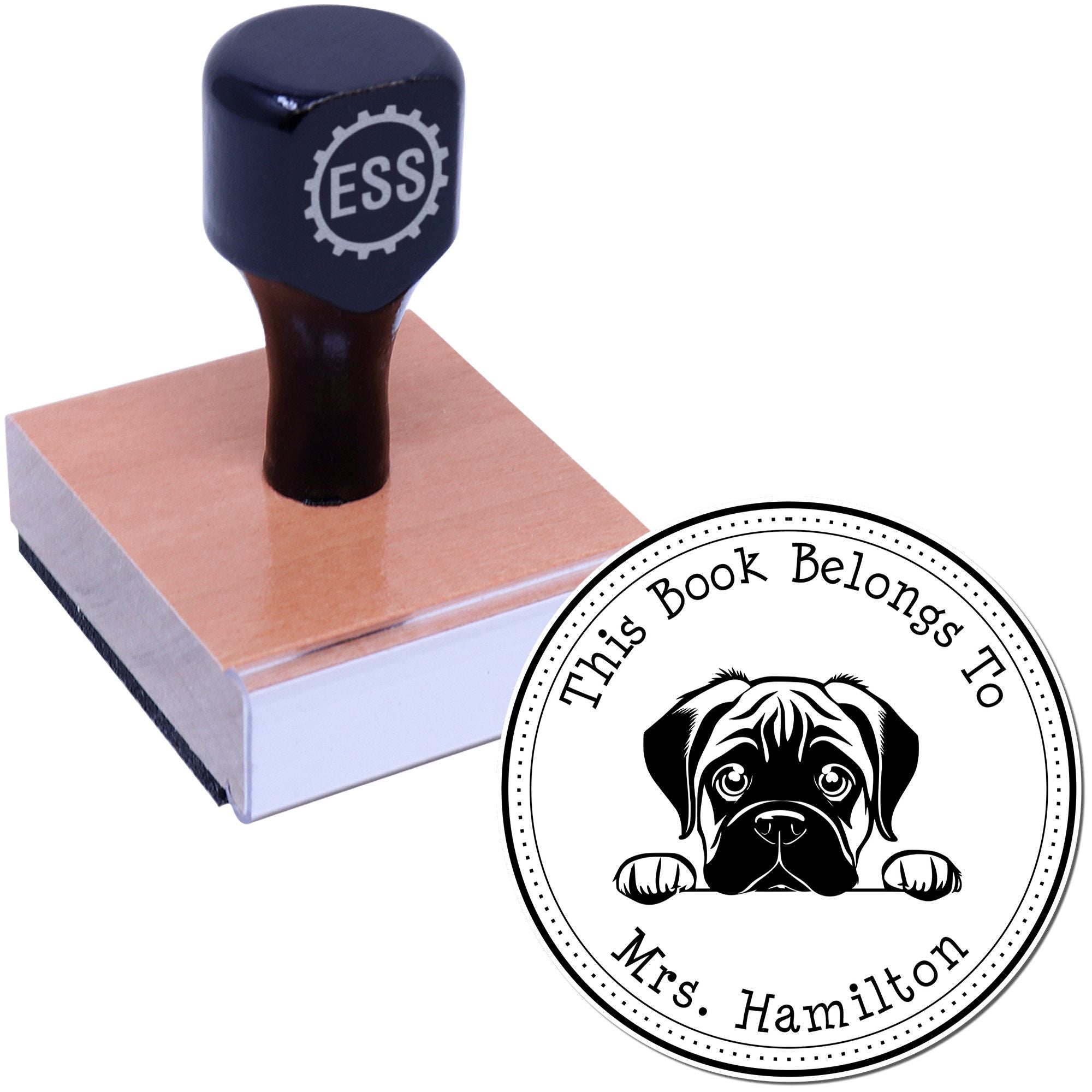 Wooden Handle Bull Terrier Personalized Home Library Stamper - Engineer Seal Stamps