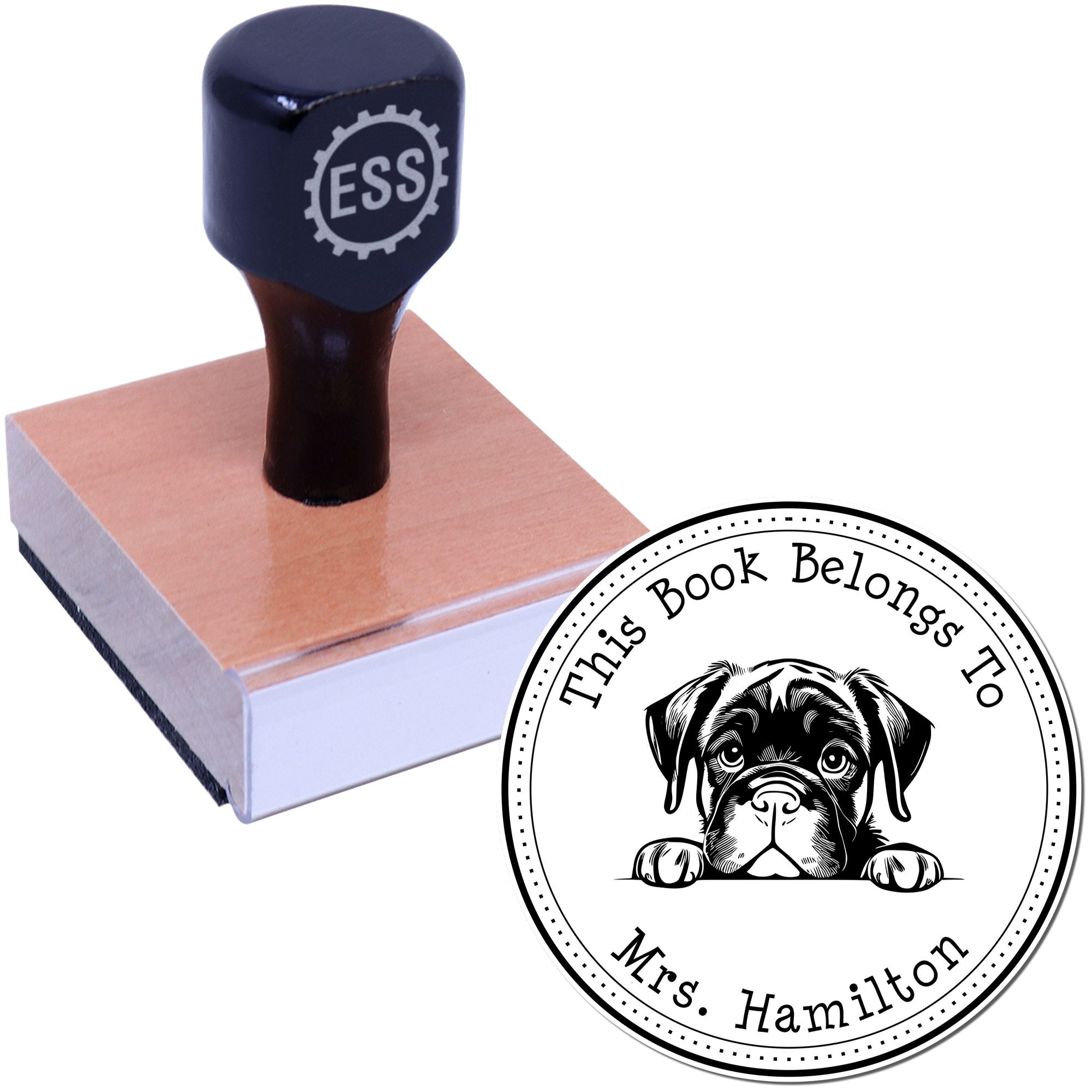 Wooden Handle Cane Corso Personalized Book Collection Stamp - Engineer Seal Stamps