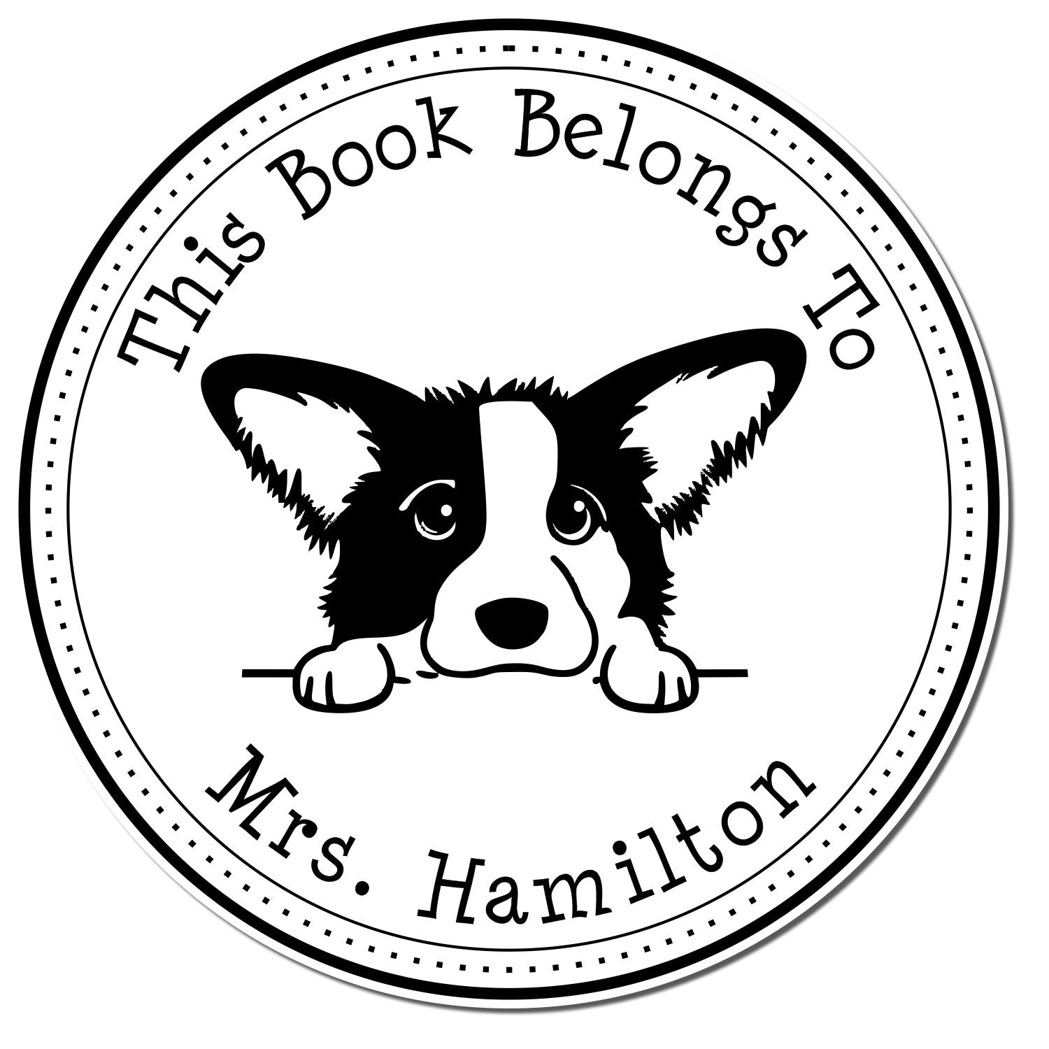 Wooden Handle Cardigan Welsh Corgi Personalized Book Collection Stamper - Engineer Seal Stamps