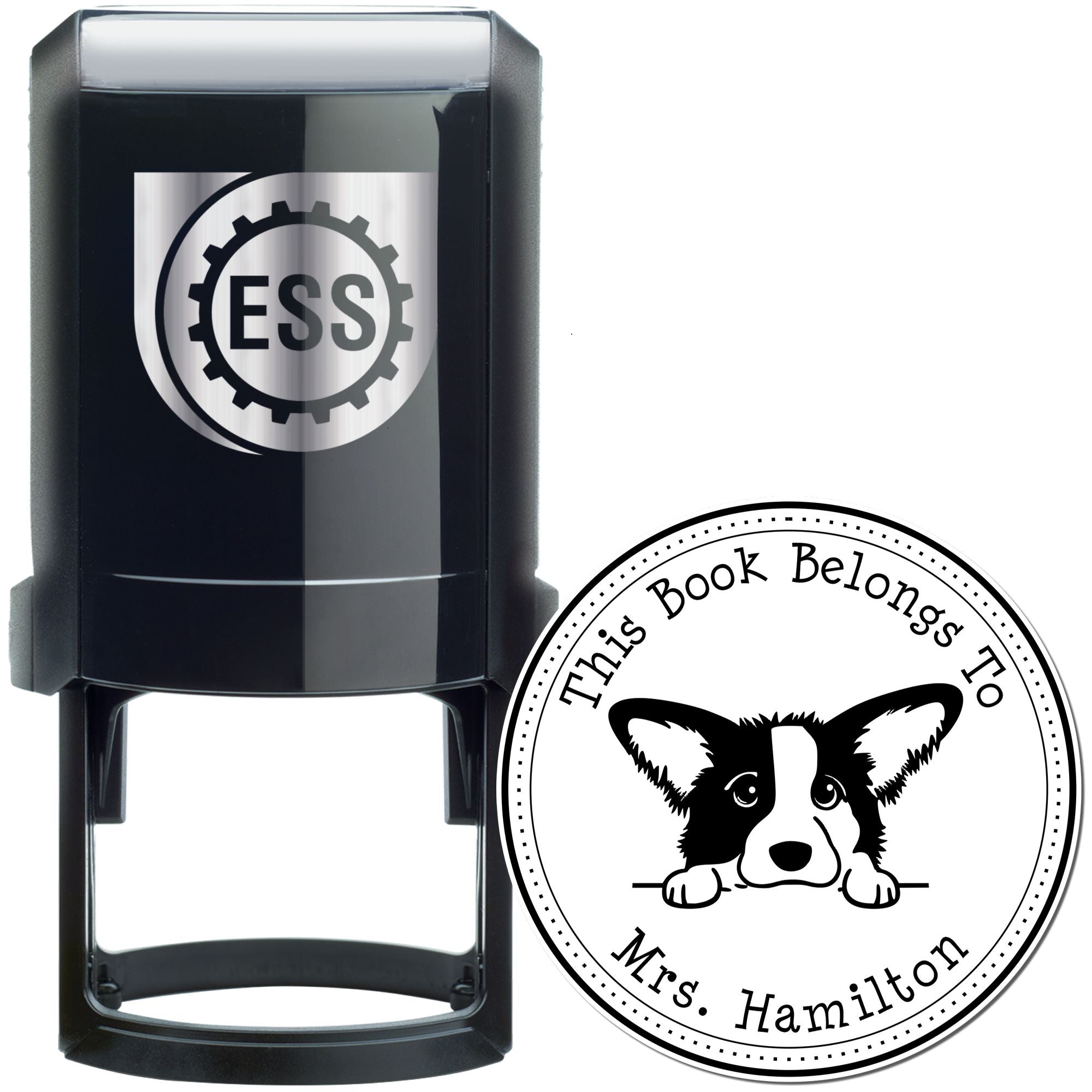 Self-Inking Cardigan Welsh Corgi Customized Ex Libris Library Stamper - Engineer Seal Stamps