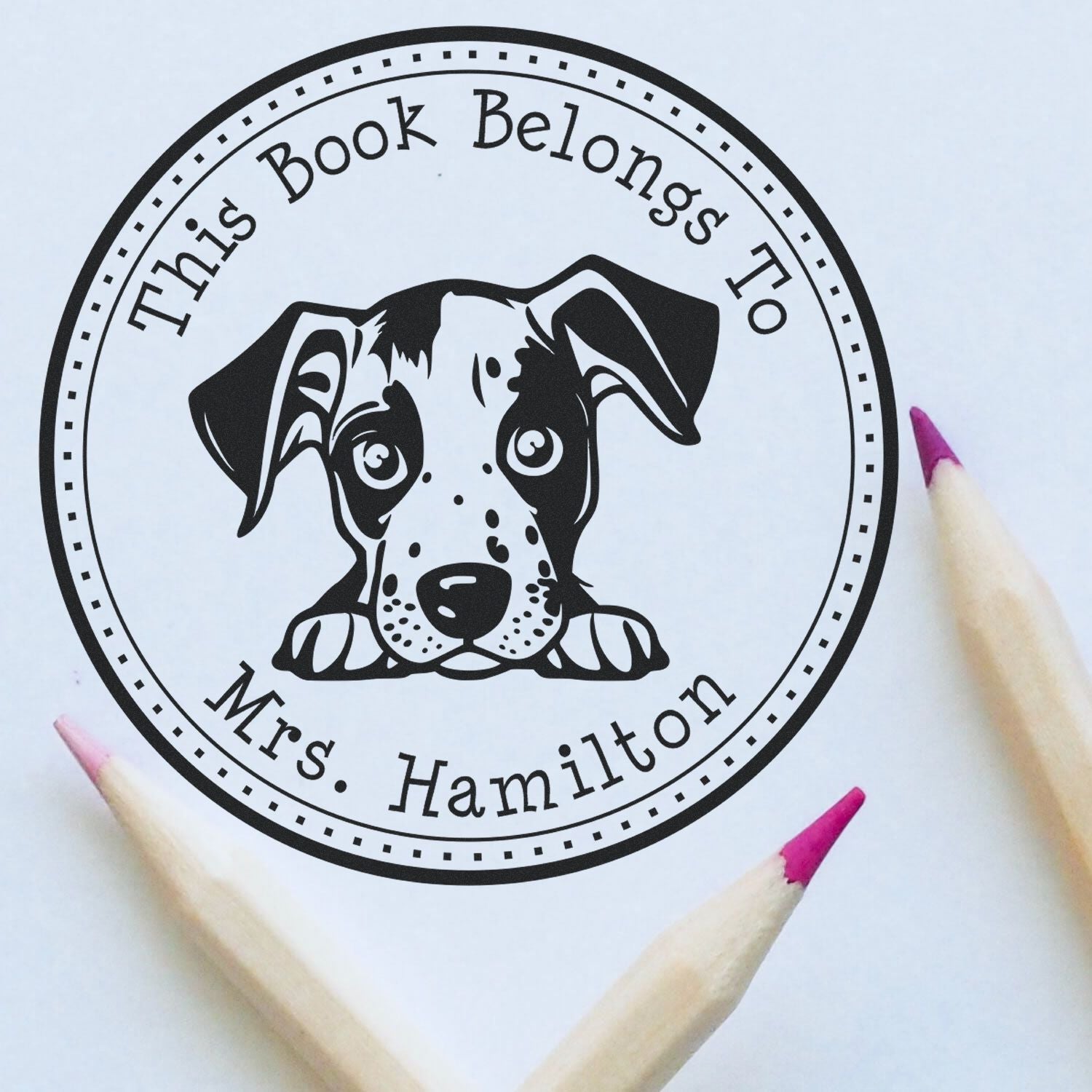 Wooden Handle Catahoula Personalized Librarian Stamp - Engineer Seal Stamps