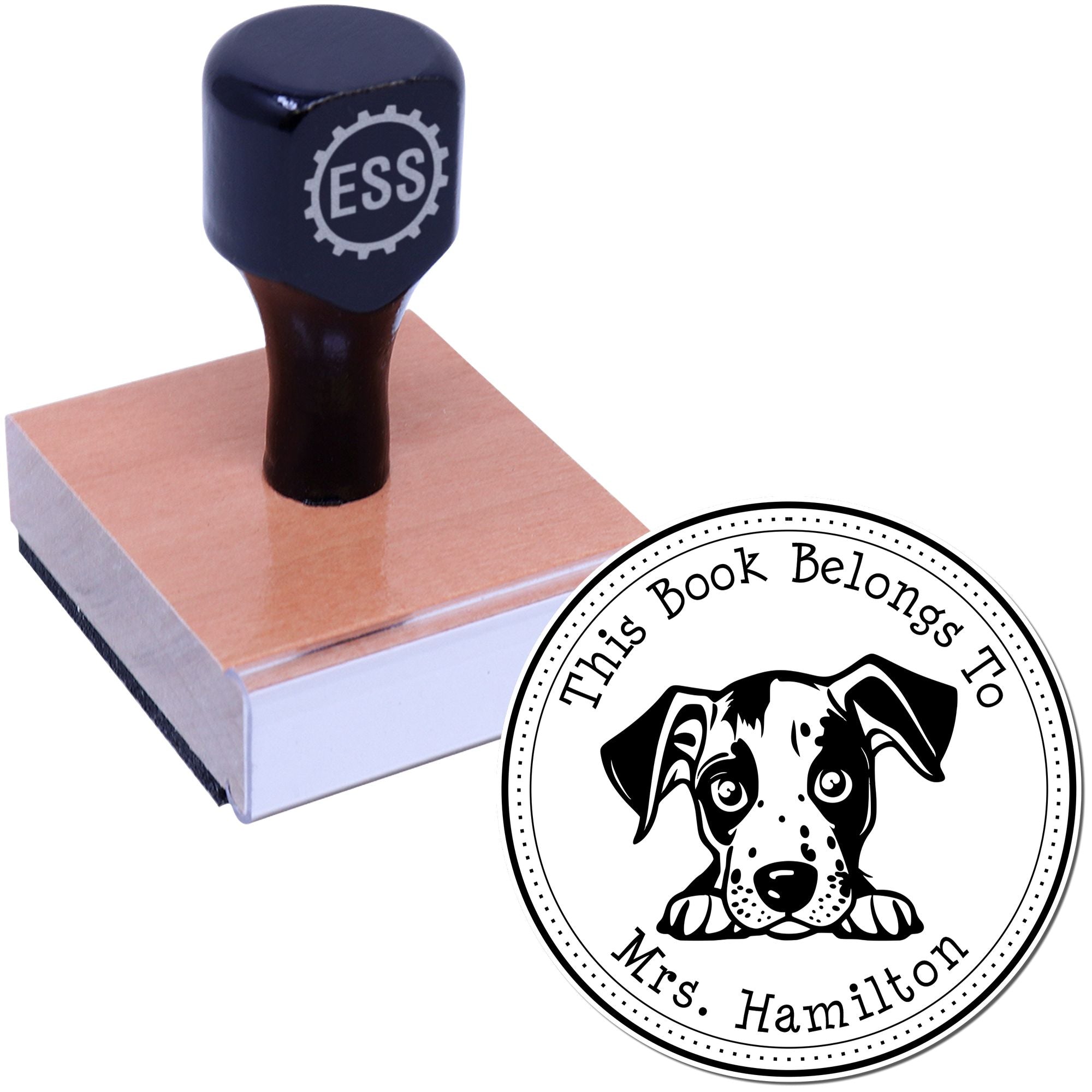 Wooden Handle Catahoula Personalized Librarian Stamp - Engineer Seal Stamps