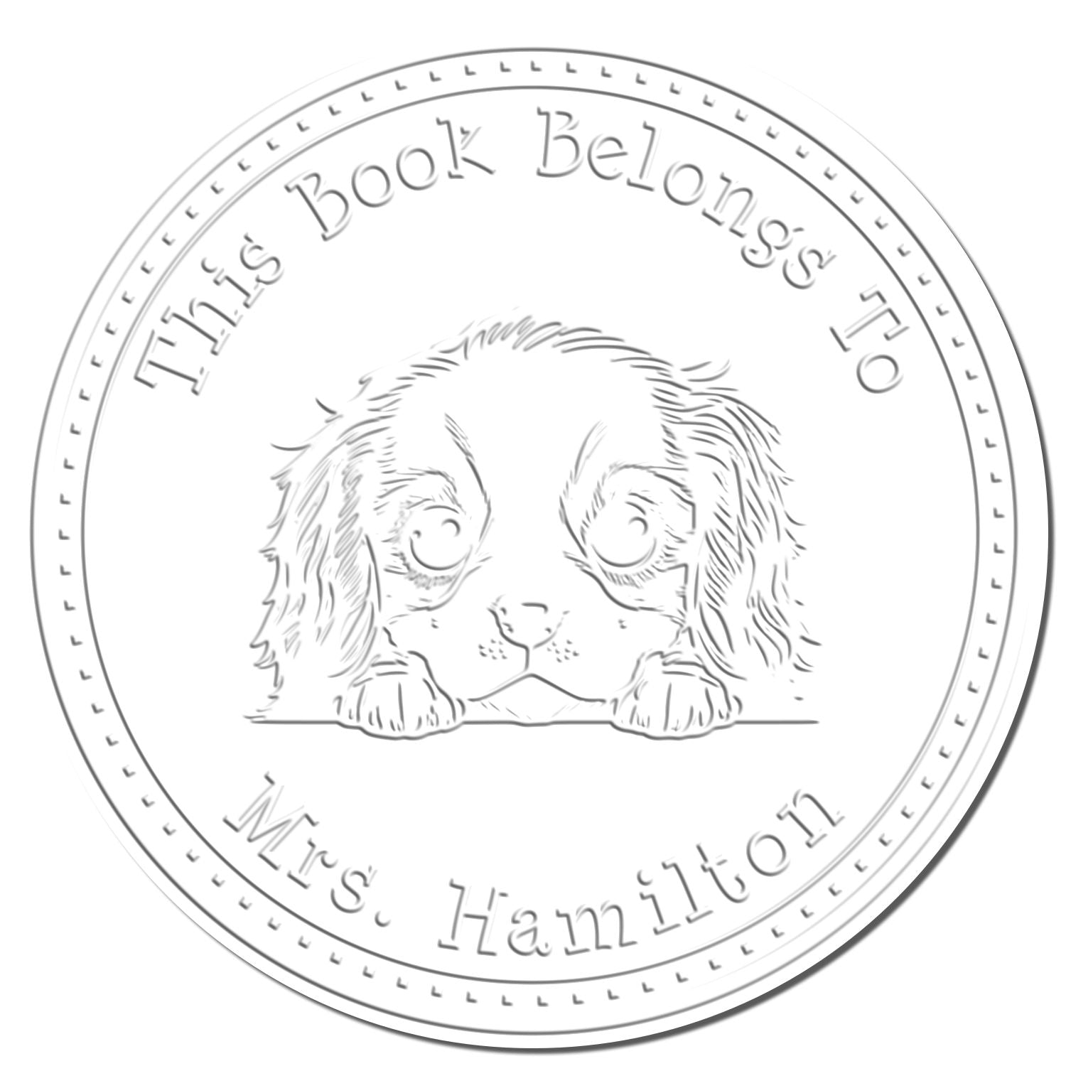 Hybrid Cavalier King Charles Spaniel Custom Ex Libris Book Seal Embosser - Engineer Seal Stamps
