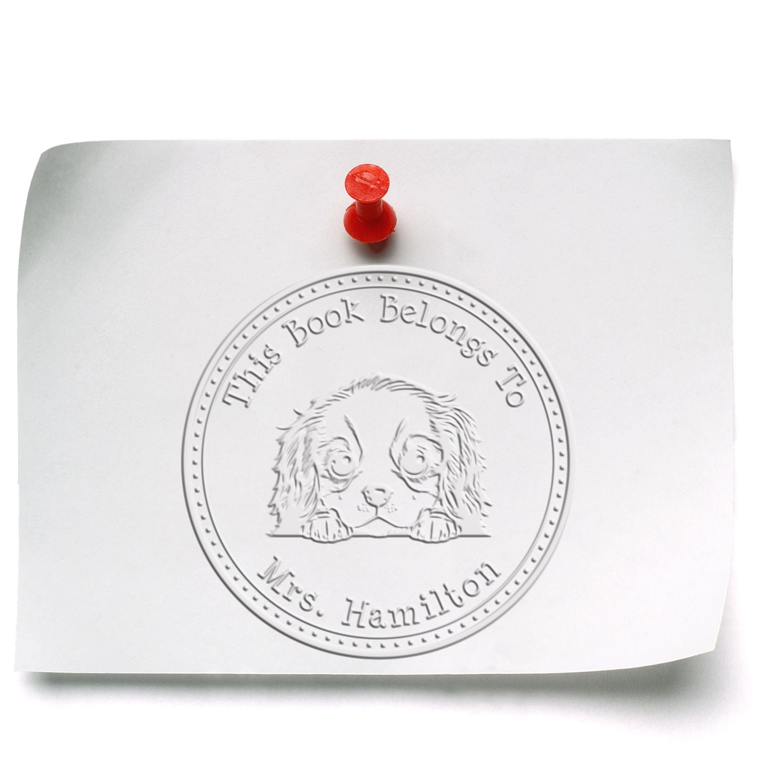 Cavalier King Charles Spaniel Personalized Library Book Embossed Stamp - Engineer Seal Stamps
