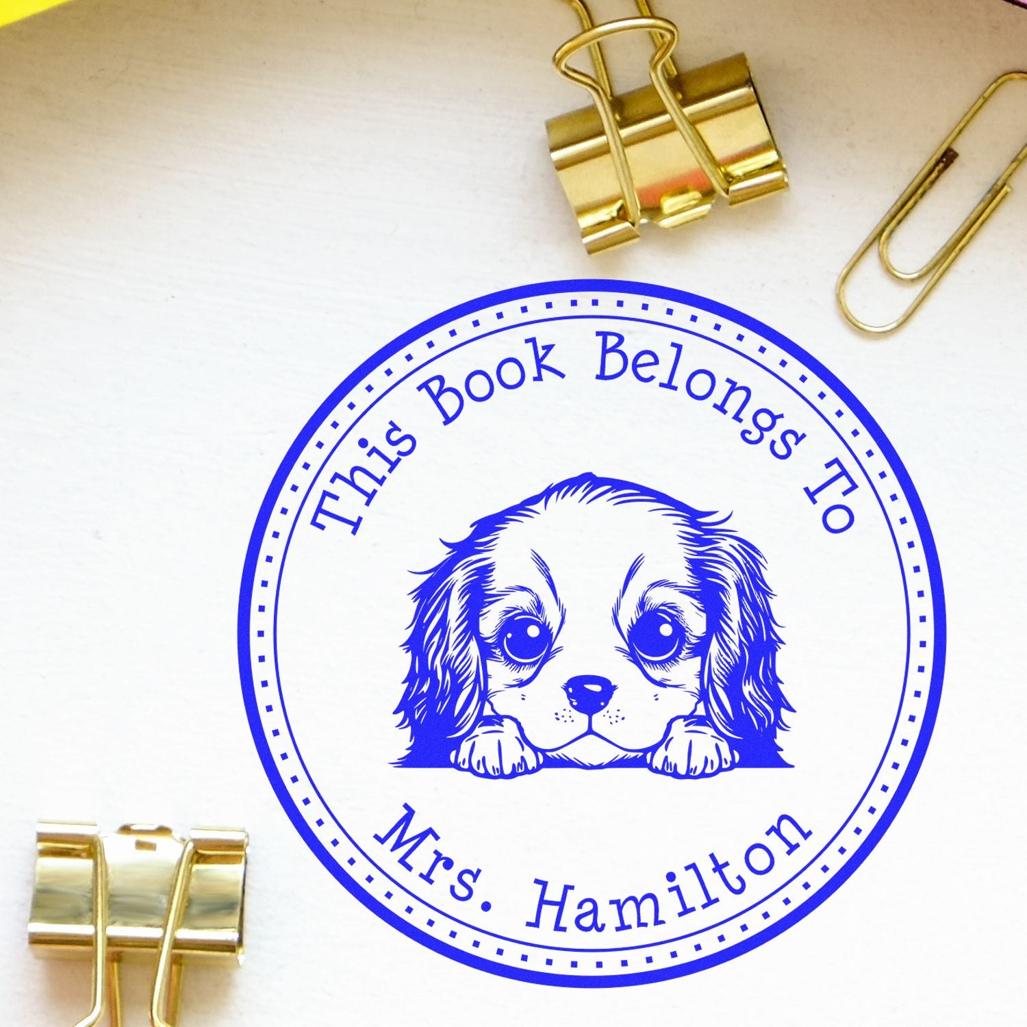 Self-Inking Cavalier King Charles Spaniel Customized Ex Libris Book Stamper - Engineer Seal Stamps