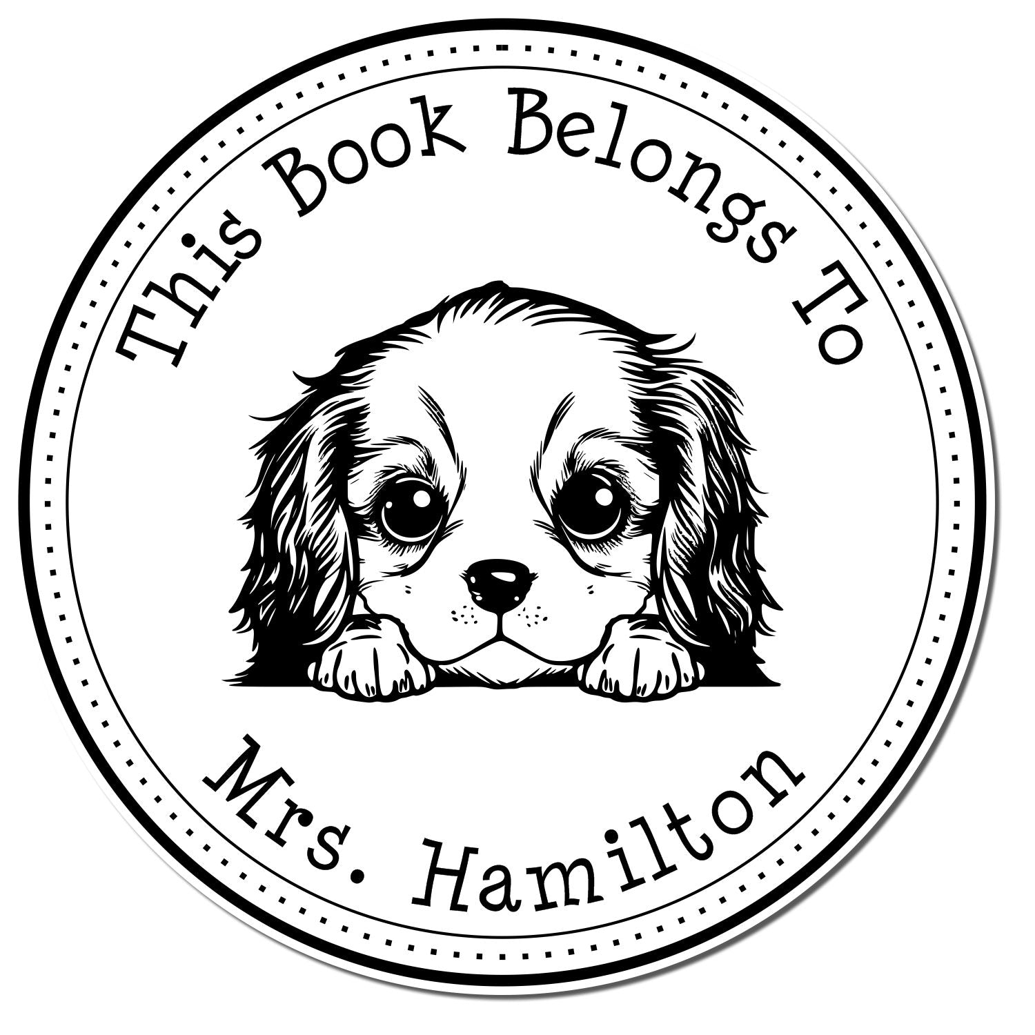 Self-Inking Cavalier King Charles Spaniel Customized Ex Libris Book Stamper - Engineer Seal Stamps