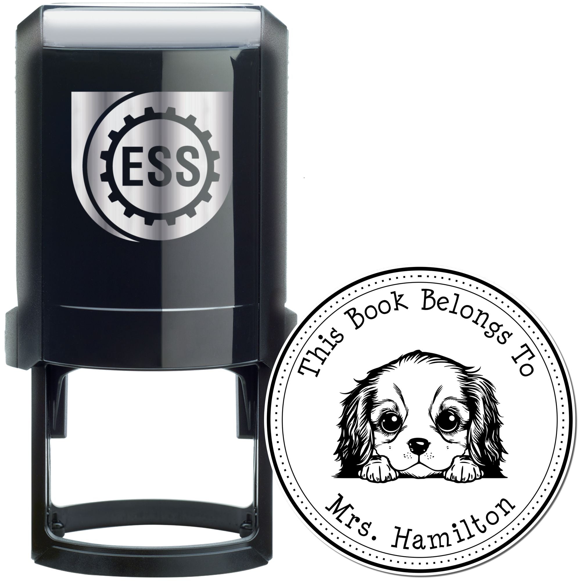 Self-Inking Cavalier King Charles Spaniel Customized Ex Libris Book Stamper - Engineer Seal Stamps