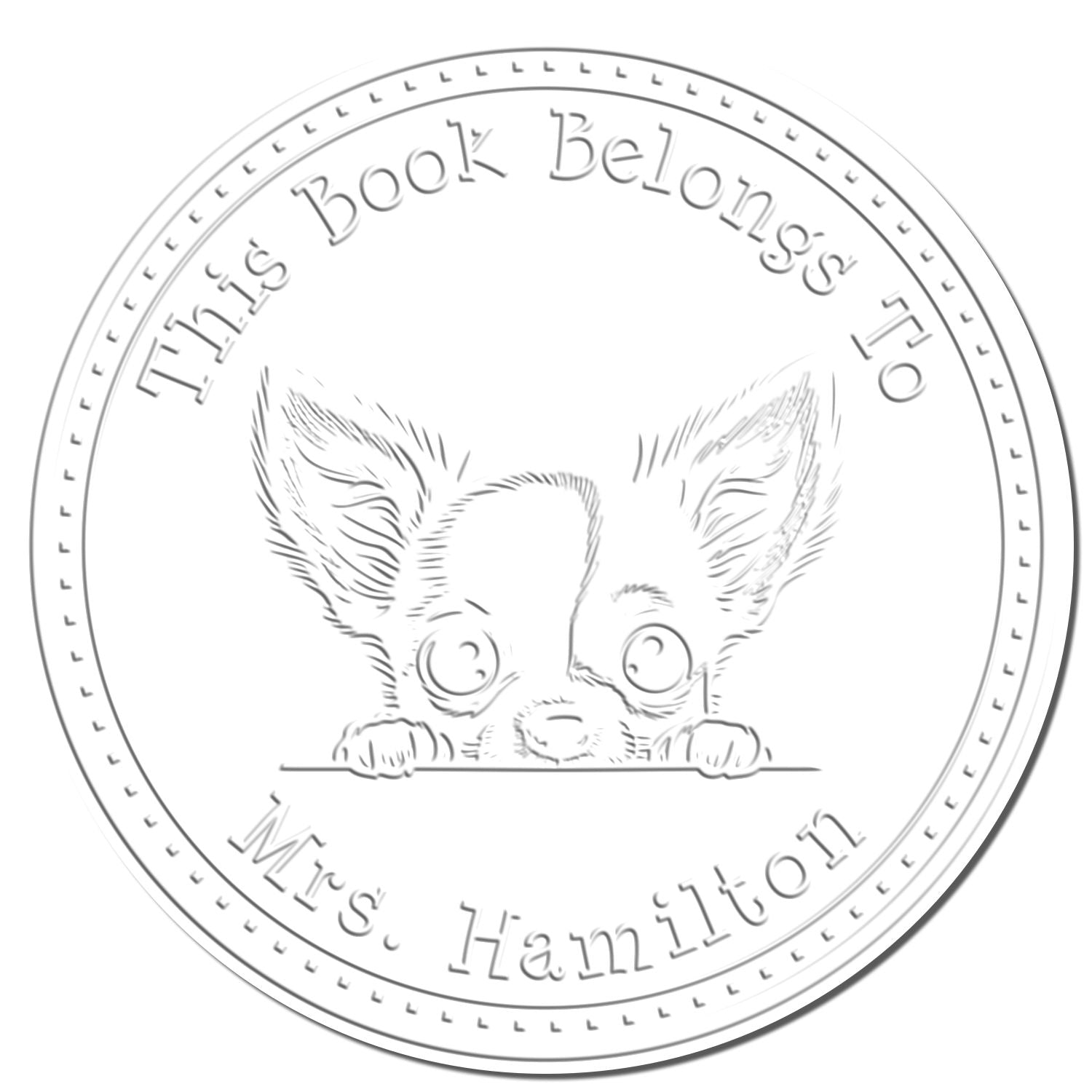 Hybrid Chihuahua Custom Ex Libris Book Embossing Seal - Engineer Seal Stamps