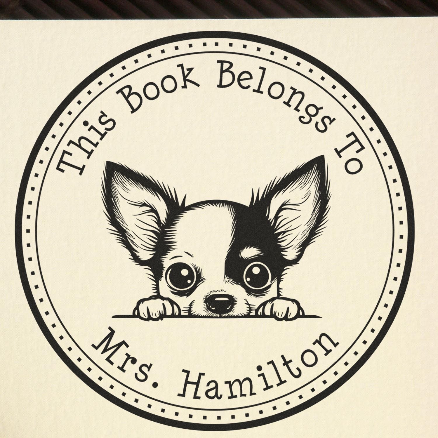 Self-Inking Chihuahua Customized Library Book Stamper - Engineer Seal Stamps