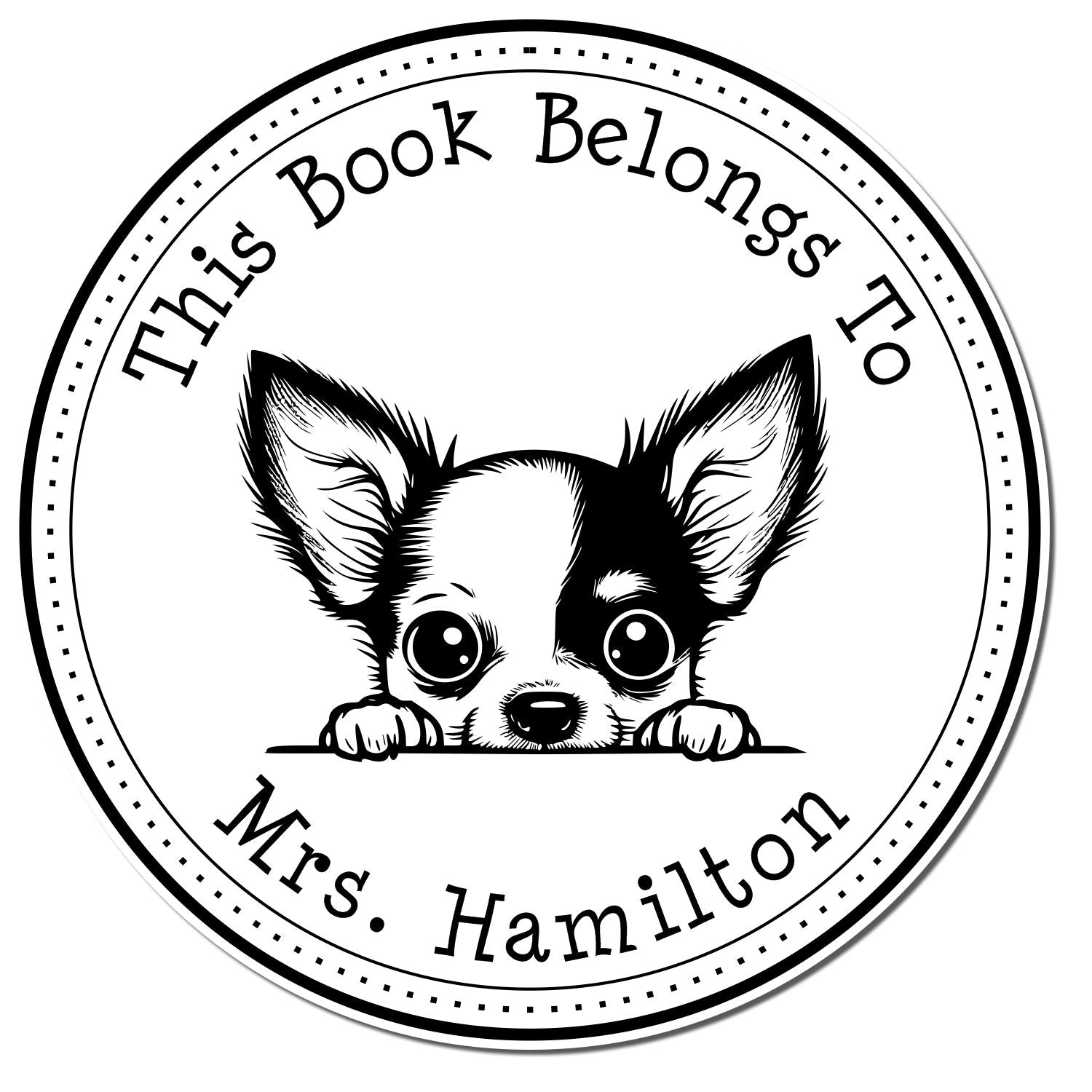 Self-Inking Chihuahua Customized Library Book Stamper - Engineer Seal Stamps