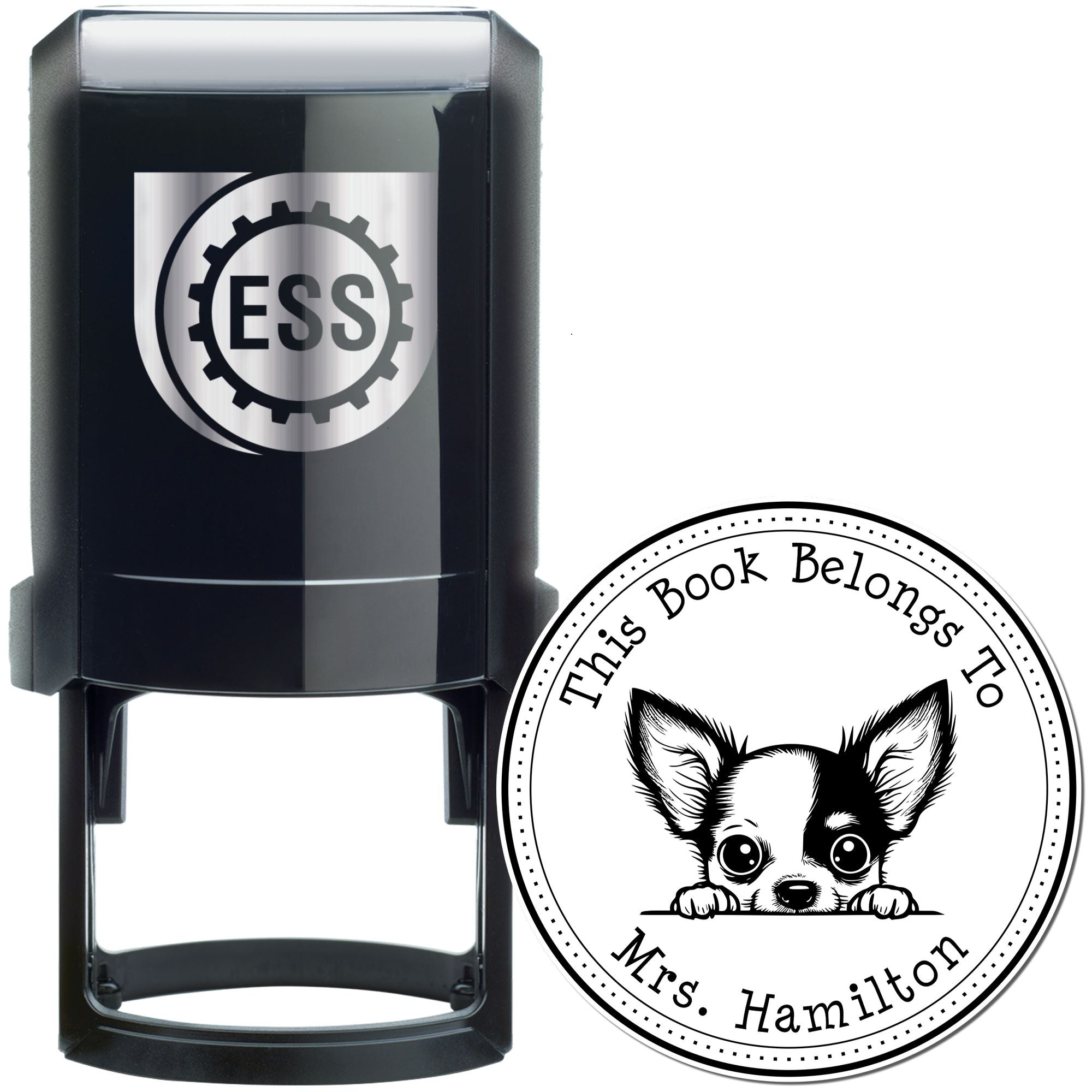 Self-Inking Chihuahua Customized Library Book Stamper - Engineer Seal Stamps