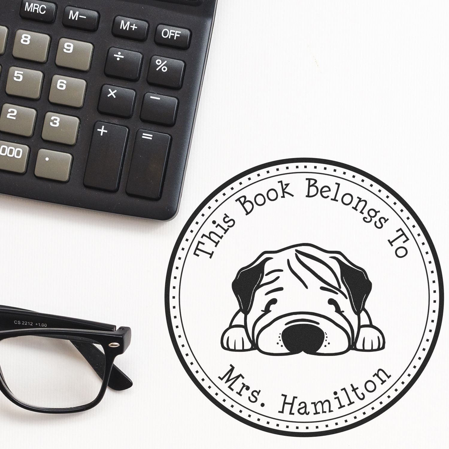 Wooden Handle Chinese Shar Pei Personalized Book Label Stamper - Engineer Seal Stamps