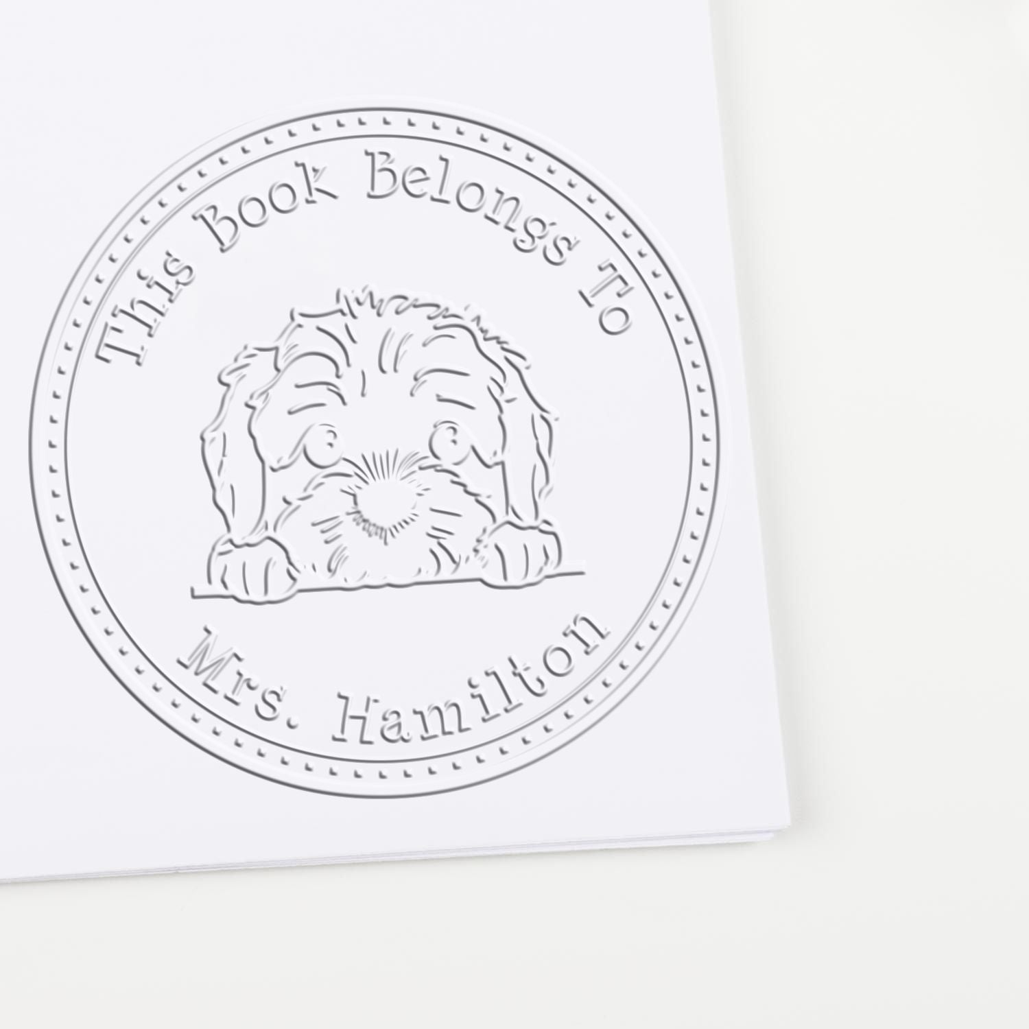 Handheld Cockapoo Personalized Property of Embossing Seal Stamp