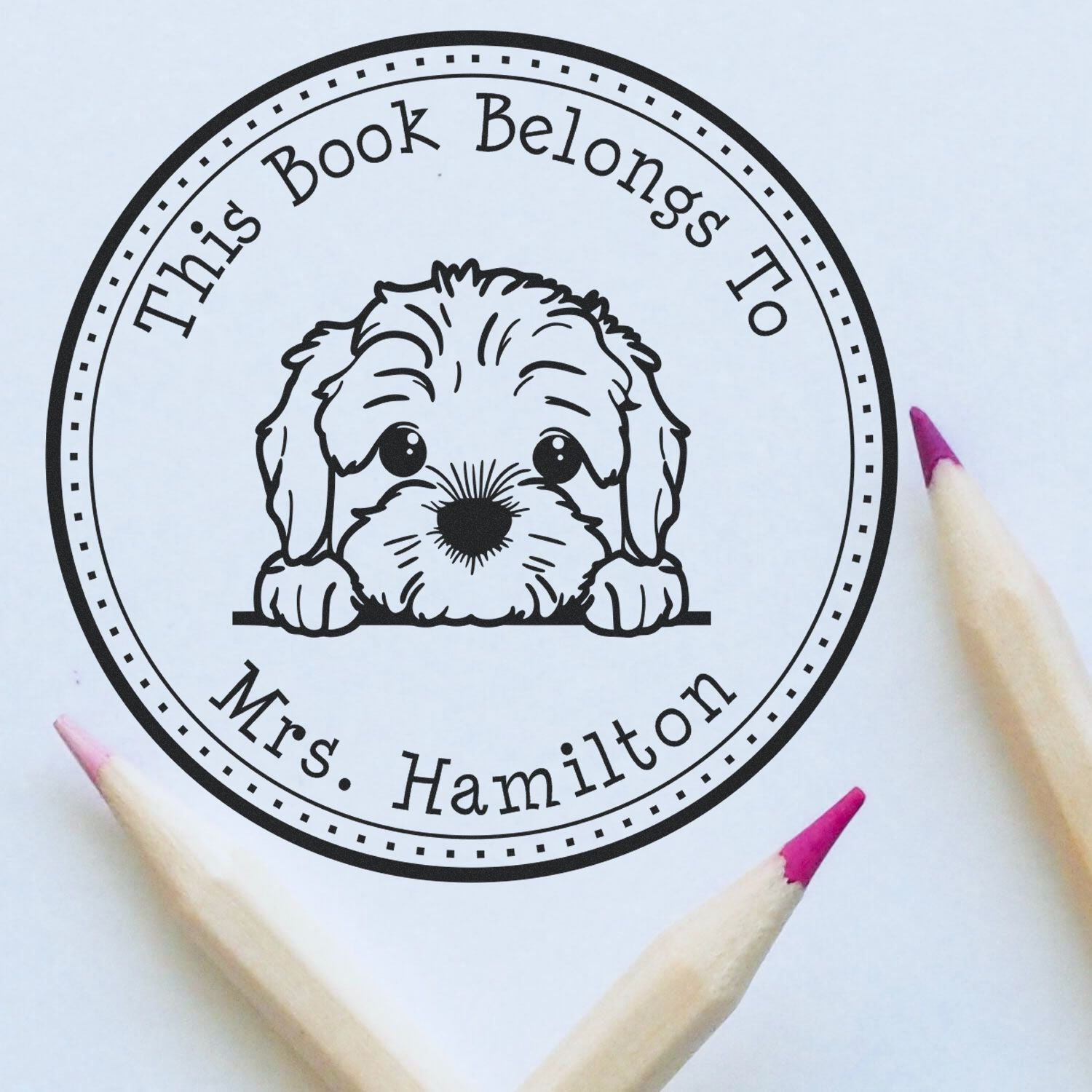 Cockapoo Personalized Ex Libris Library Stamper - Engineer Seal Stamps