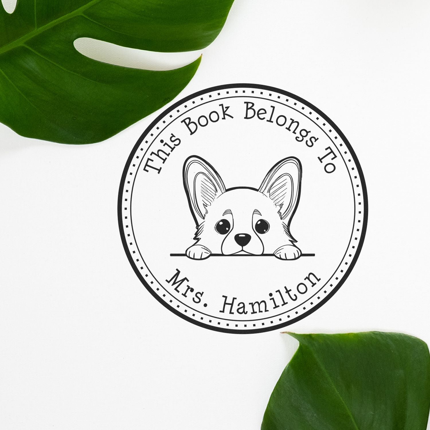 Corgi Personalized Library Book Stamp - Engineer Seal Stamps