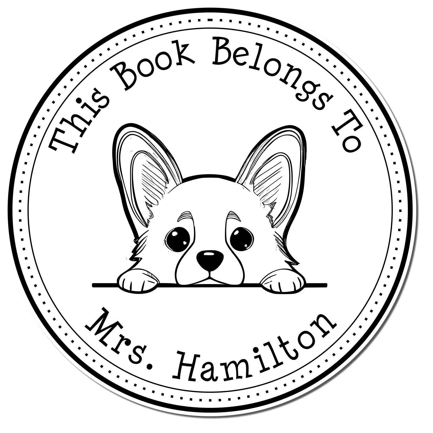 Corgi Personalized Library Book Stamp - Engineer Seal Stamps