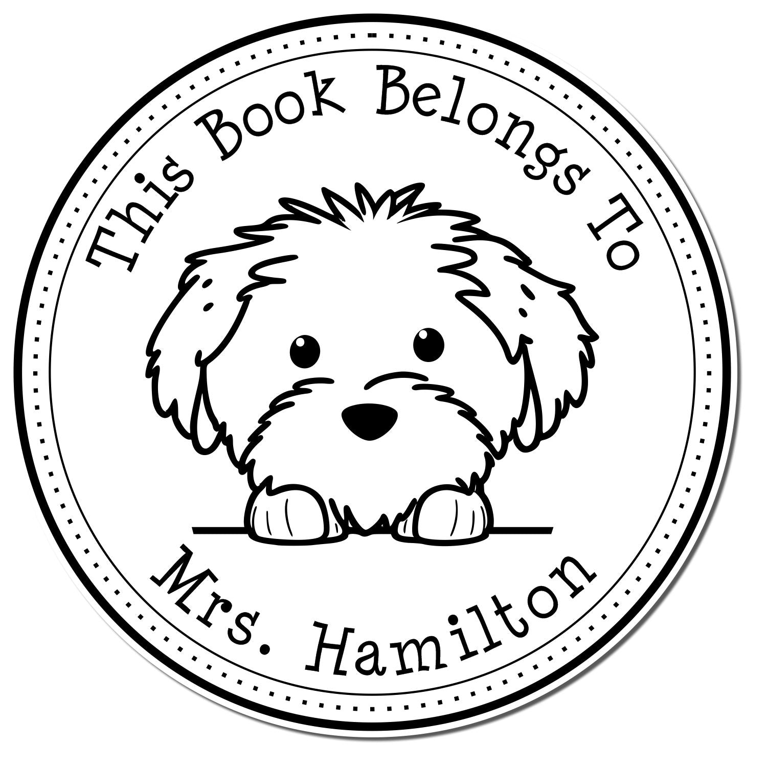 Cotton De Tulear Personalized Library Book Stamper - Engineer Seal Stamps