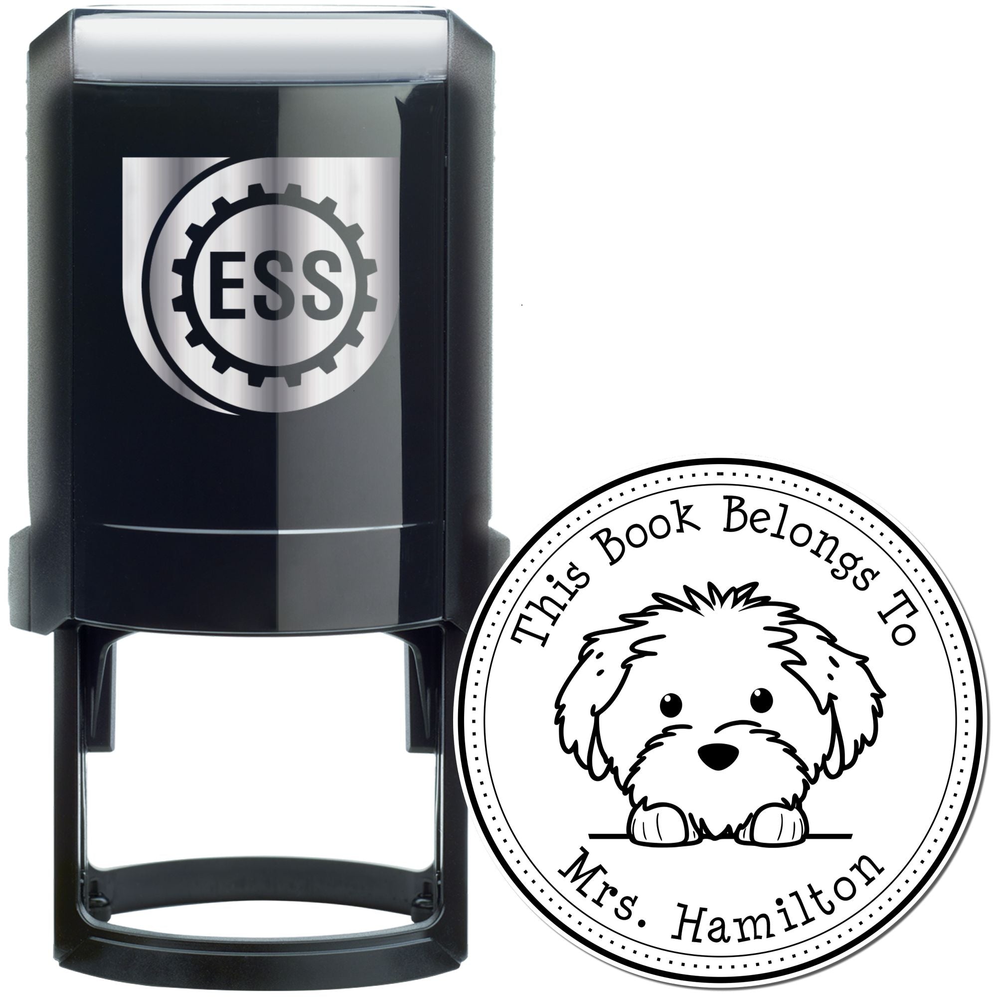 Self-Inking Cotton De Tulear Customized Book Return Stamper - Engineer Seal Stamps