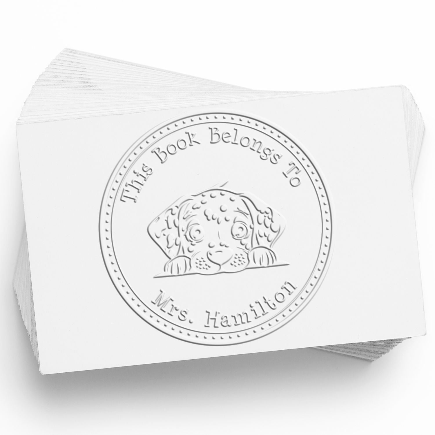 Handheld Dalmatian Personalized Read it Return It Seal Embosser