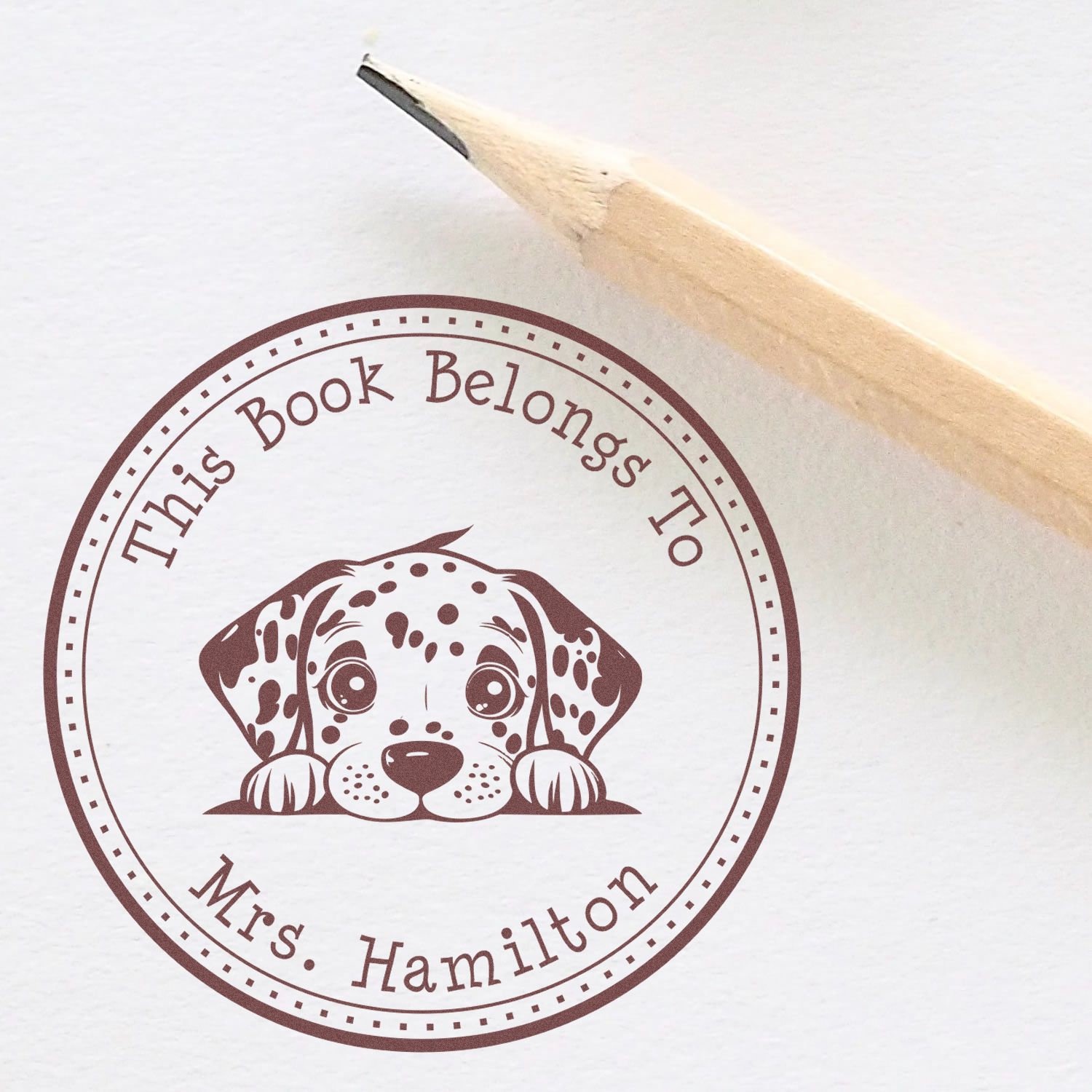 Wooden Handle Dalmatian Custom From the Library of Stamper - Engineer Seal Stamps