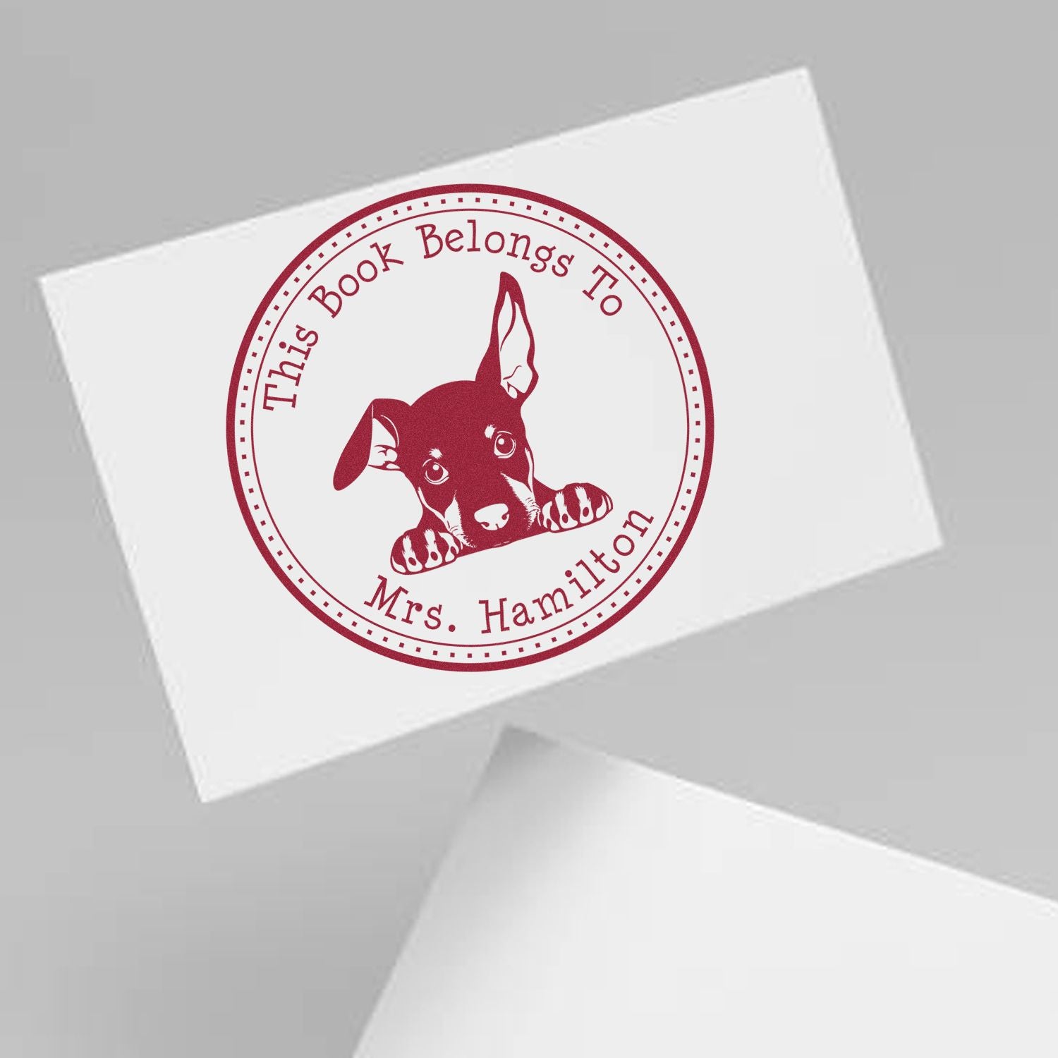 Doberman Pinscher Customized Ex Libris Library Stamp - Engineer Seal Stamps