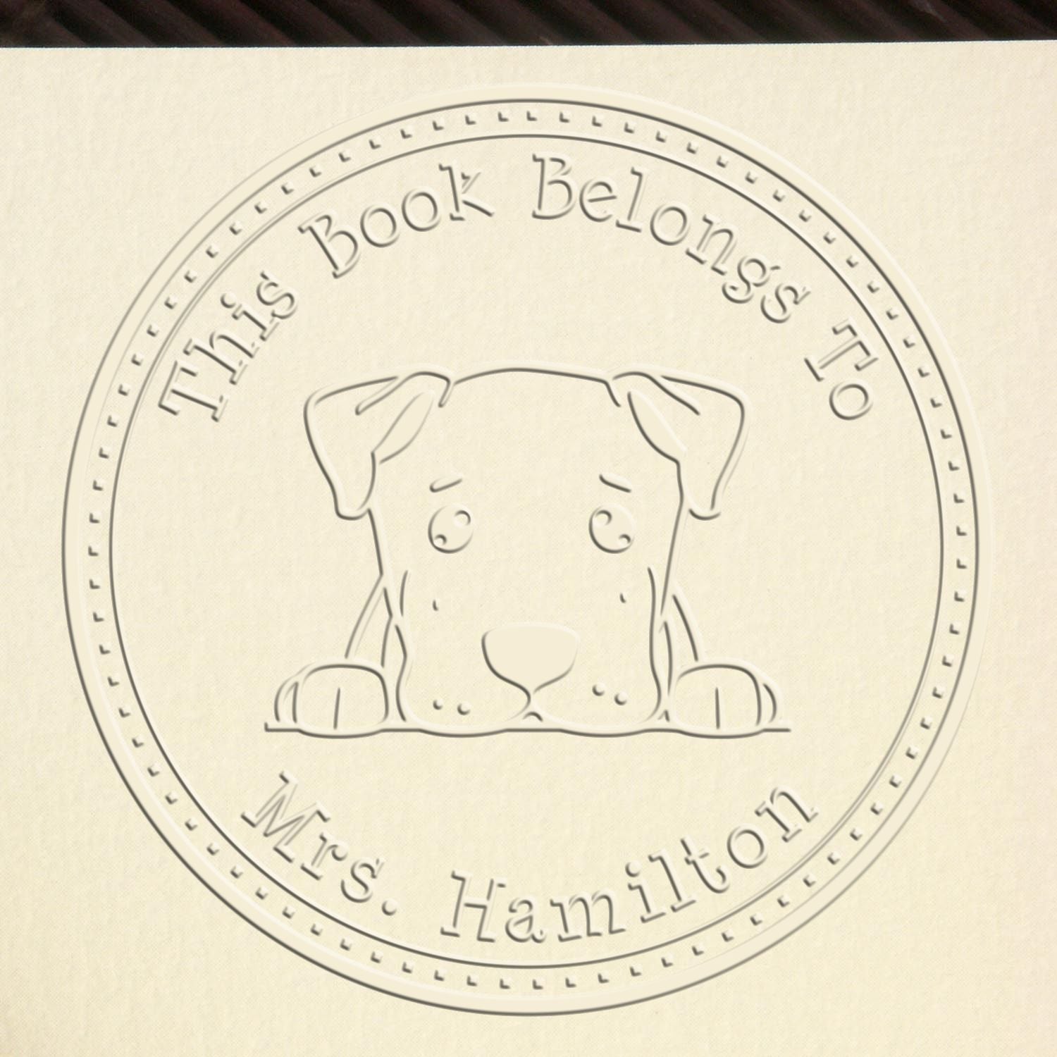 Handheld Dogo Argentino Personalized Read it Return It Embossing Seal