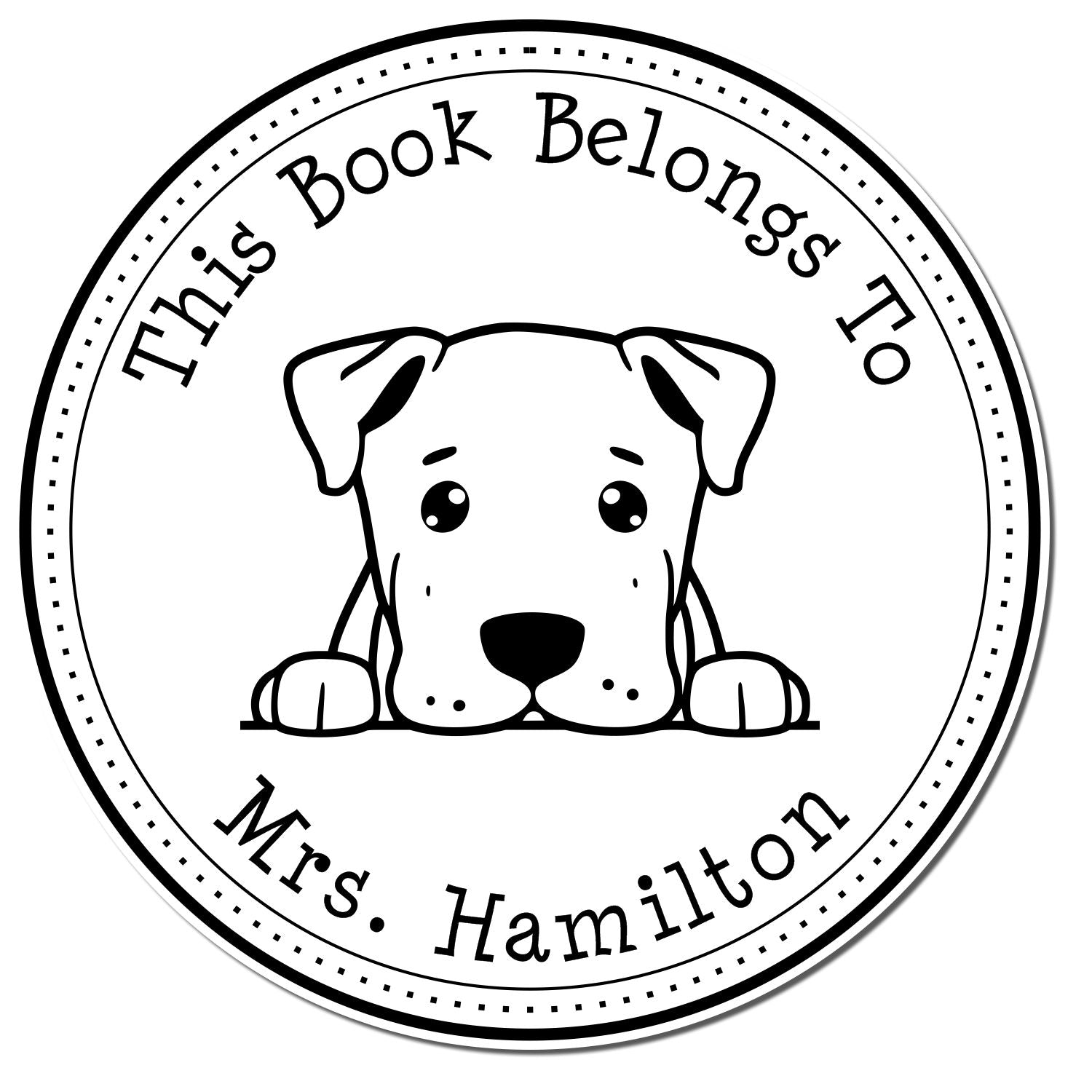 Self-Inking Dogo Argentino Customized Library Name Stamper - Engineer Seal Stamps