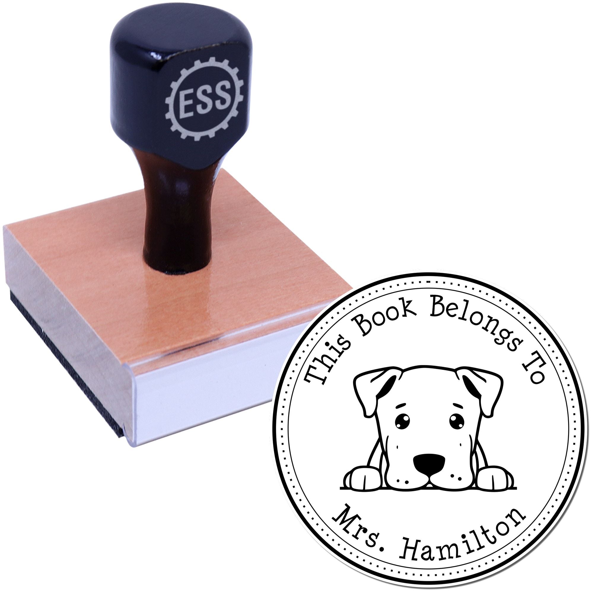 Wooden Handle Dogo Argentino Custom Property of Stamper - Engineer Seal Stamps